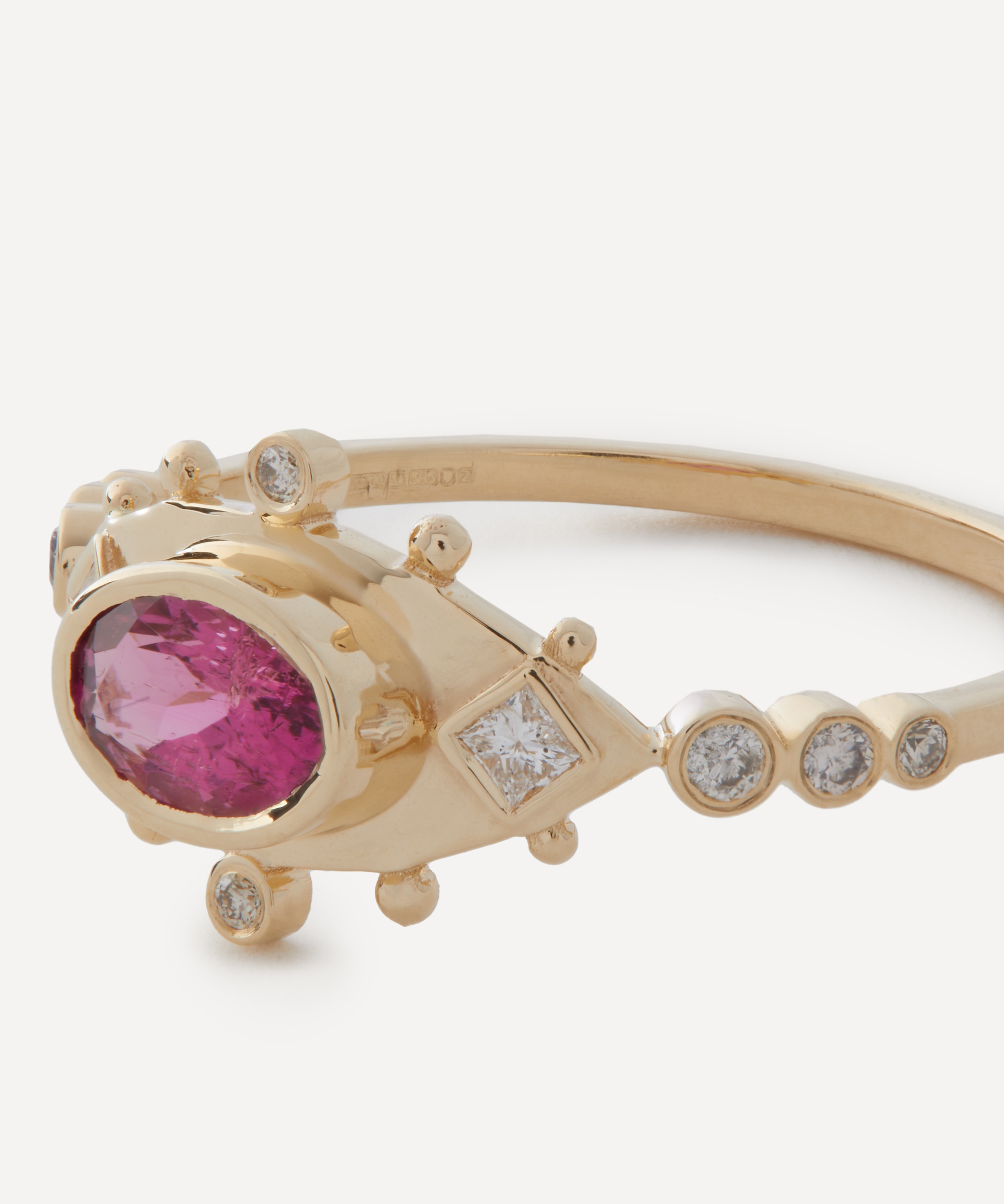 Celine Daoust - 14ct Gold Pink Tourmaline and Diamonds Eye Ring image number 2