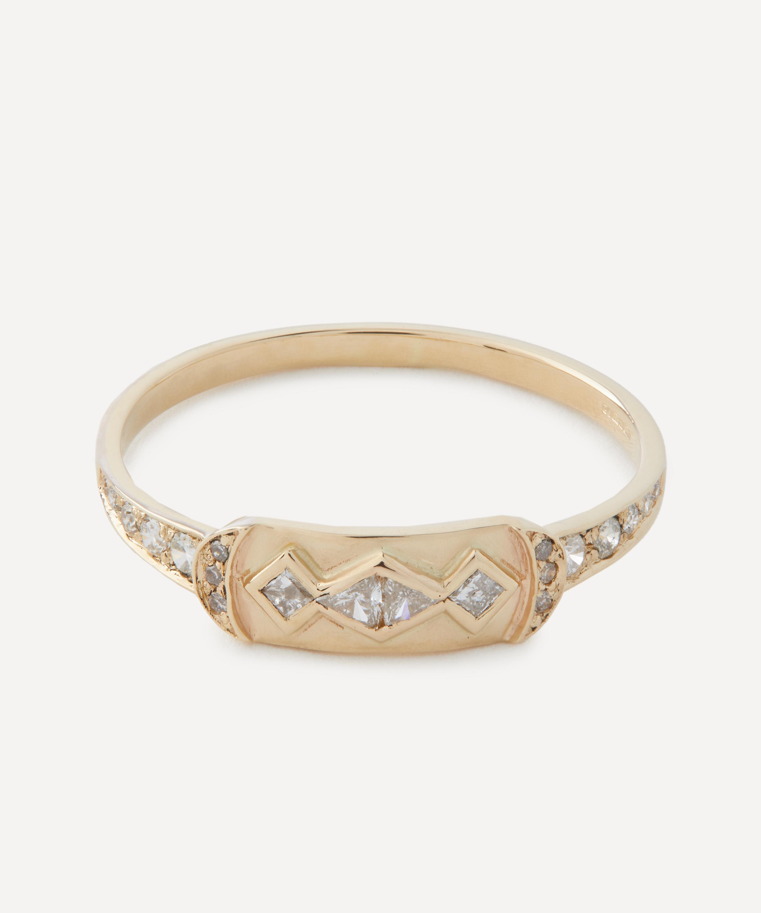 Celine Daoust - 14ct Gold Geometric Diamond Totem Ring image number 0