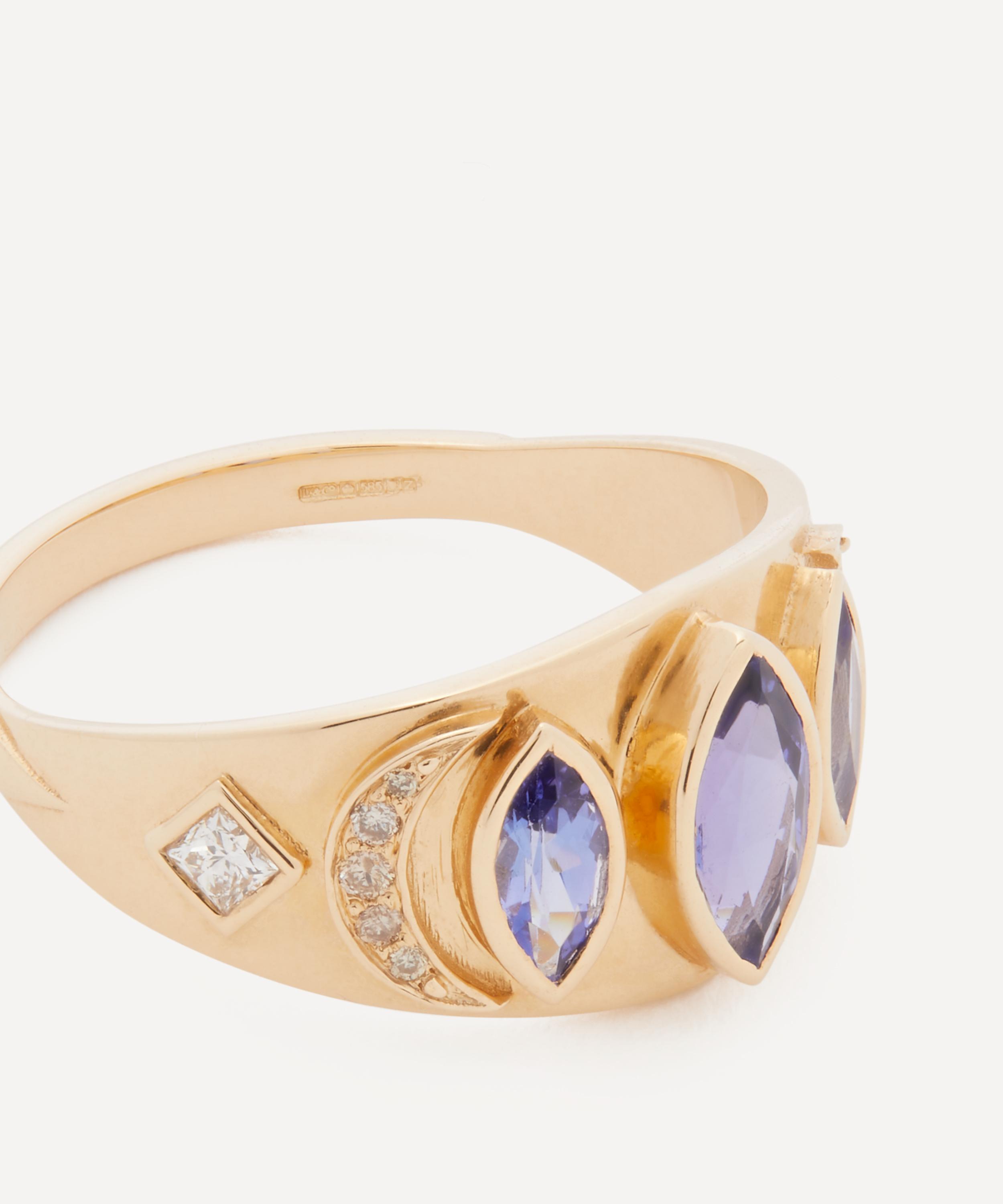 Celine Daoust - 14ct Gold Triple Marquise Tanzanite and Diamond Ring image number 1