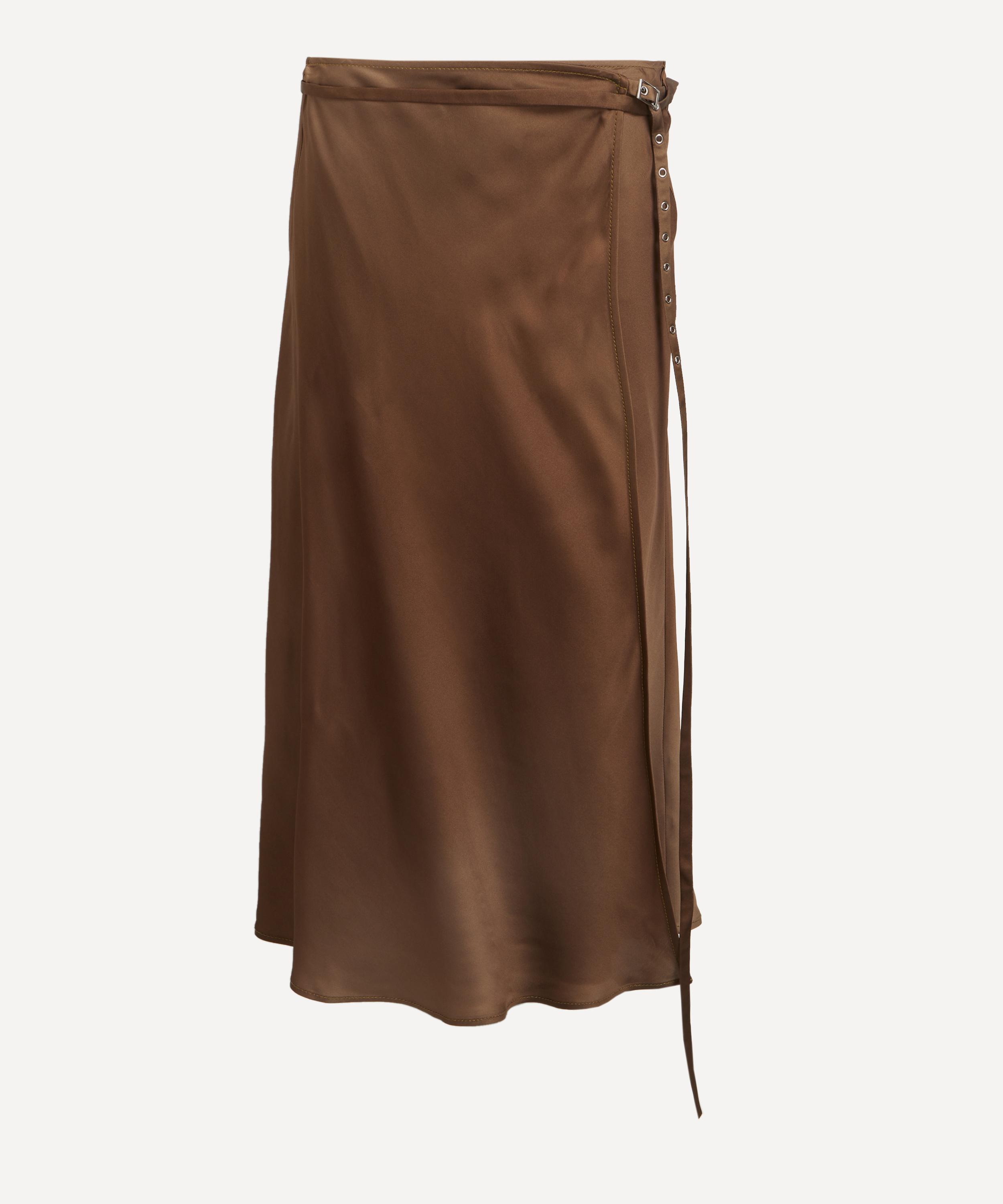 Acne Studios - Golden Brown Satin Midi Skirt image number 0