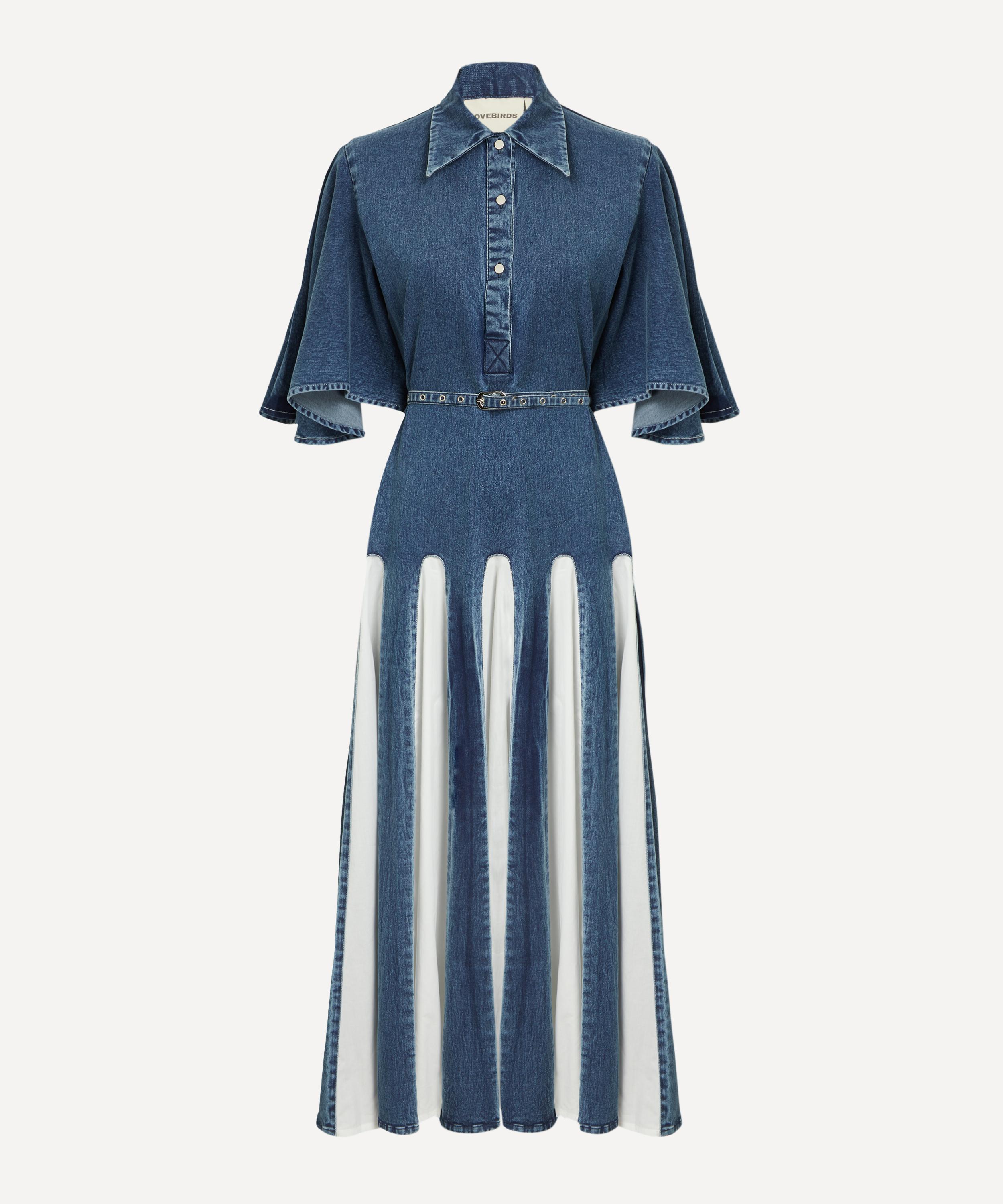 Lovebirds - Oxford Colourblock Denim Godet Dress image number 0