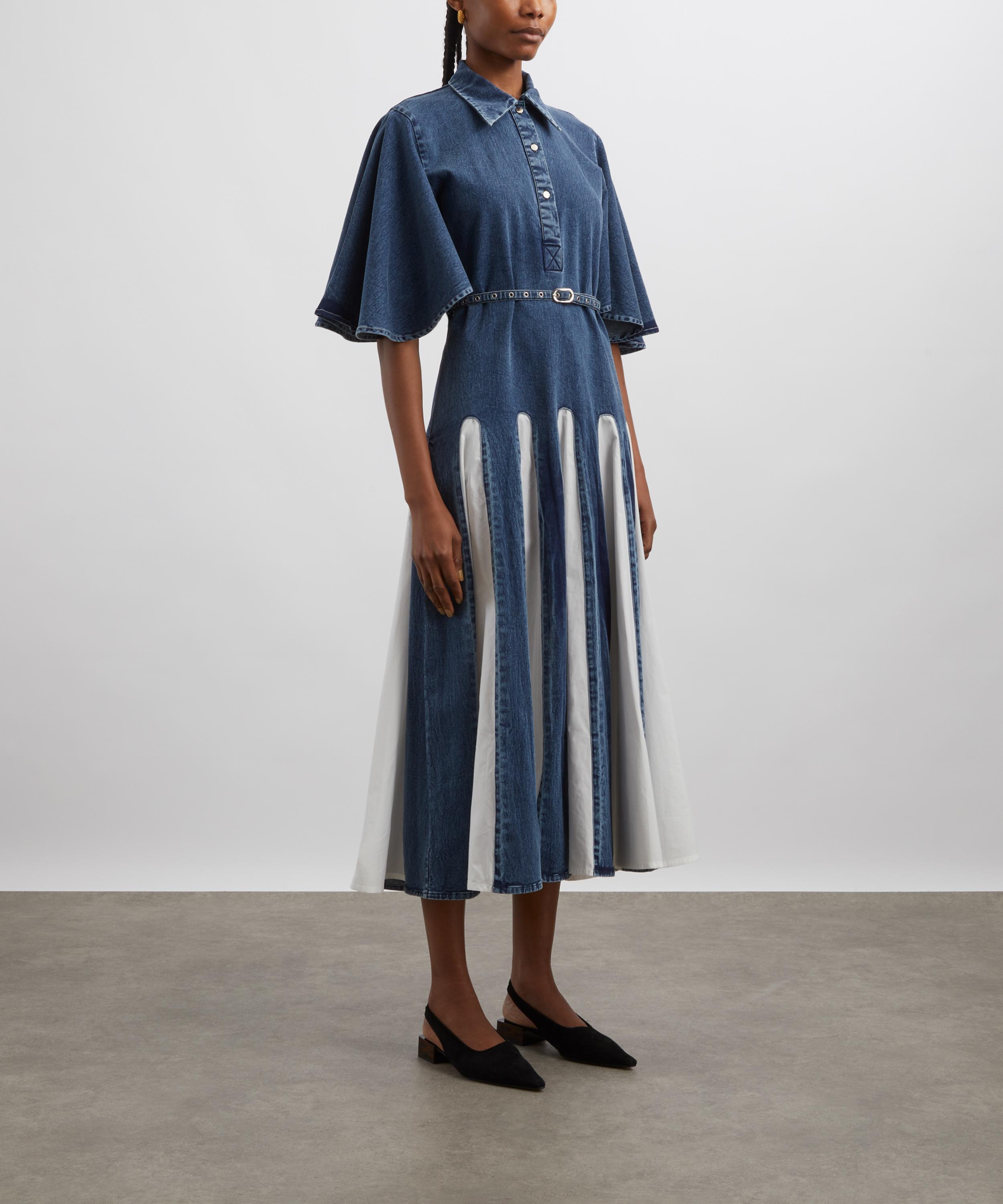 Lovebirds - Oxford Colourblock Denim Godet Dress image number 2