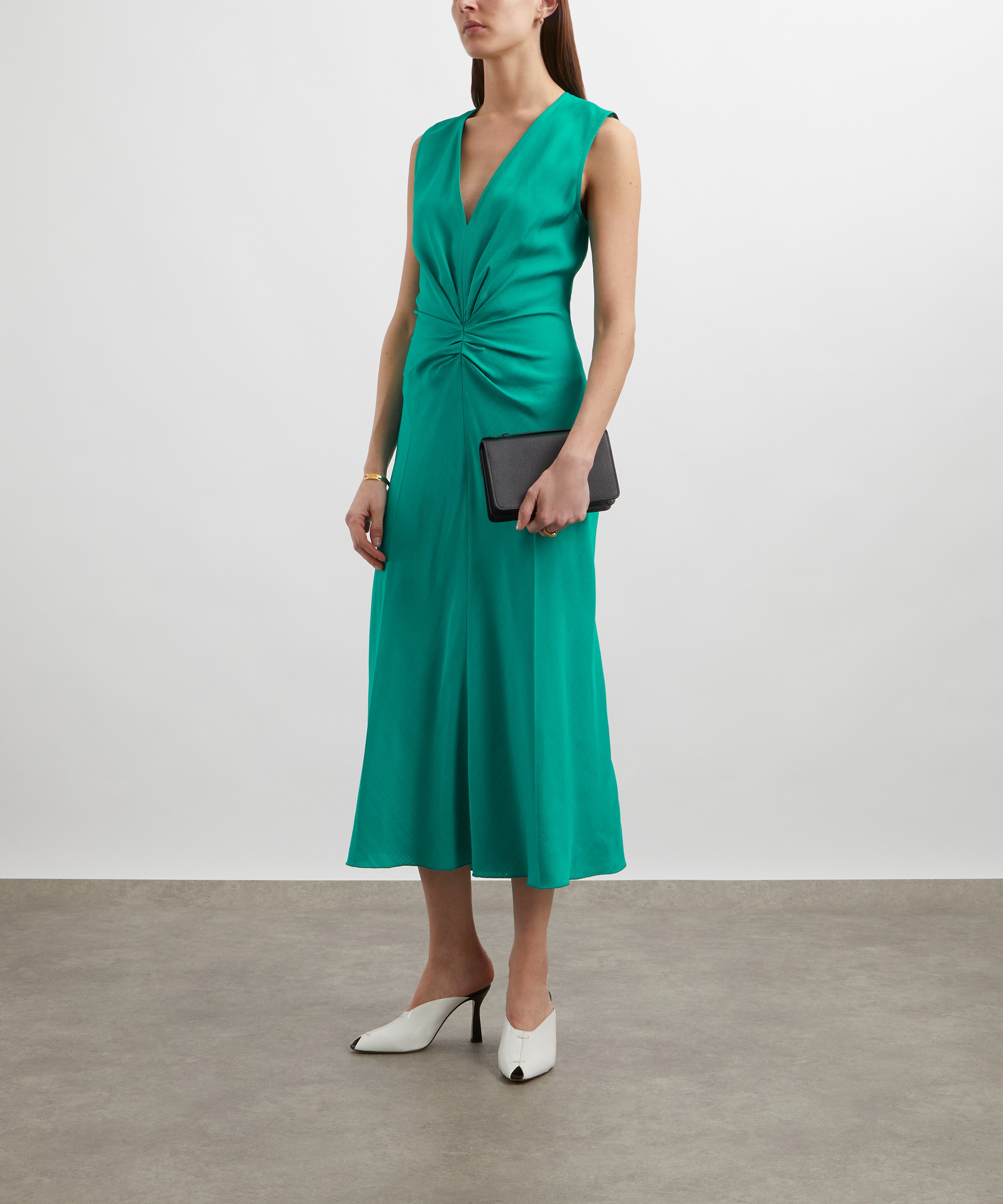 Victoria Beckham - Sleeveless Gathered Waist Midi Dress  image number 1