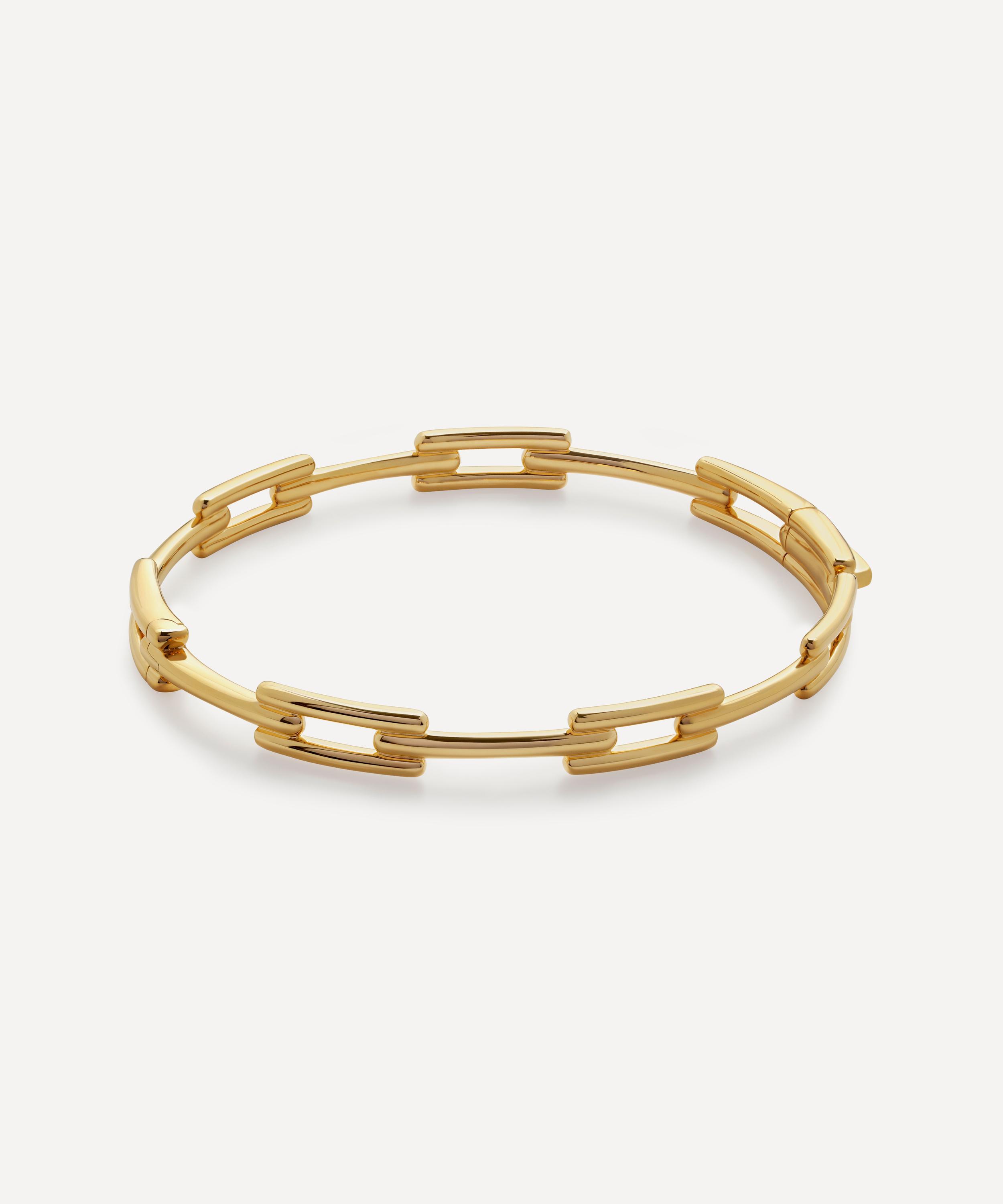 Monica Vinader - 18ct Gold-Plated Vermeil Silver Signature Link Skinny Bangle Bracelet image number 0