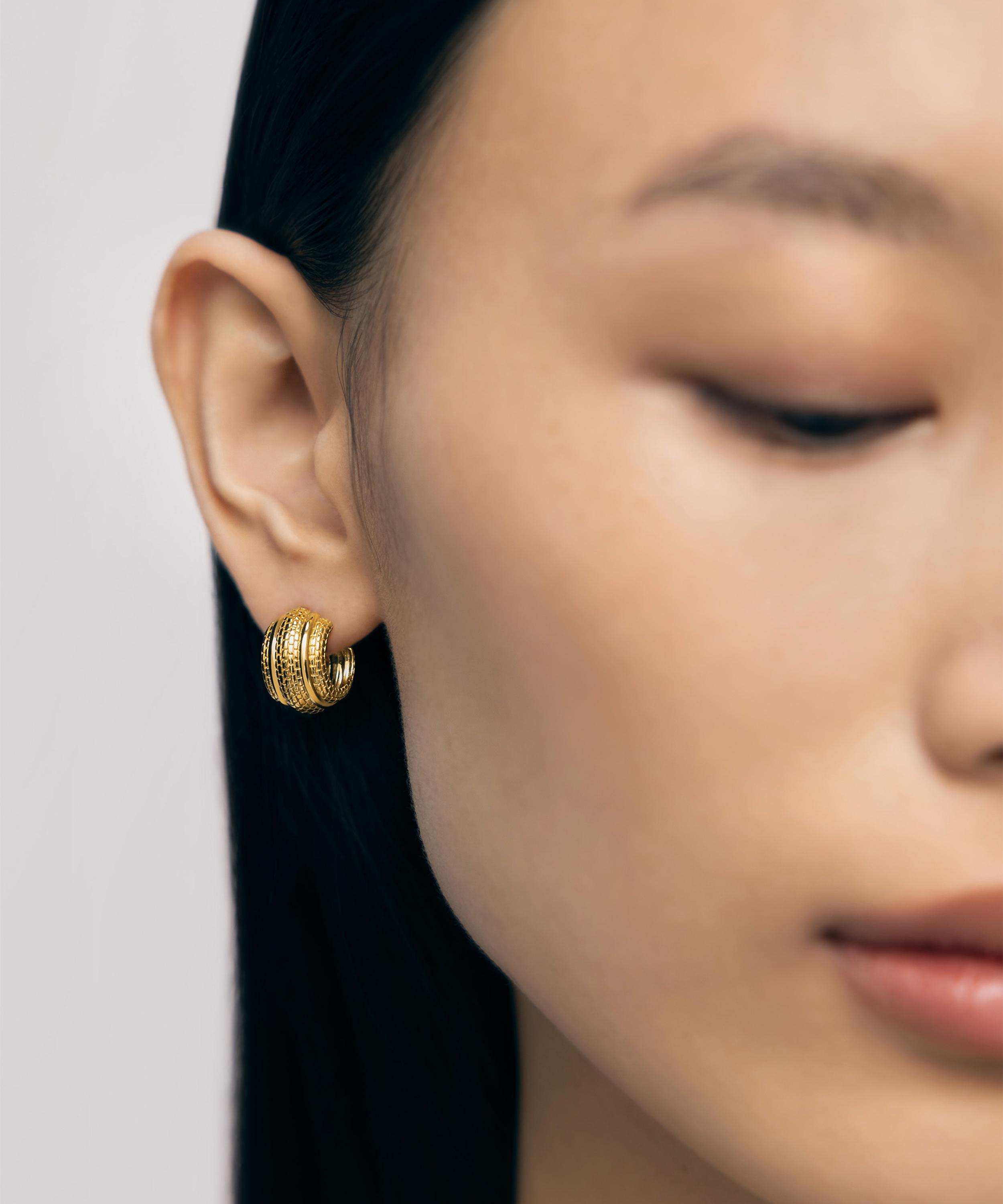 Monica Vinader - 18ct Gold-Plated Vermeil Silver Heirloom Small Hoop Earrings image number 1