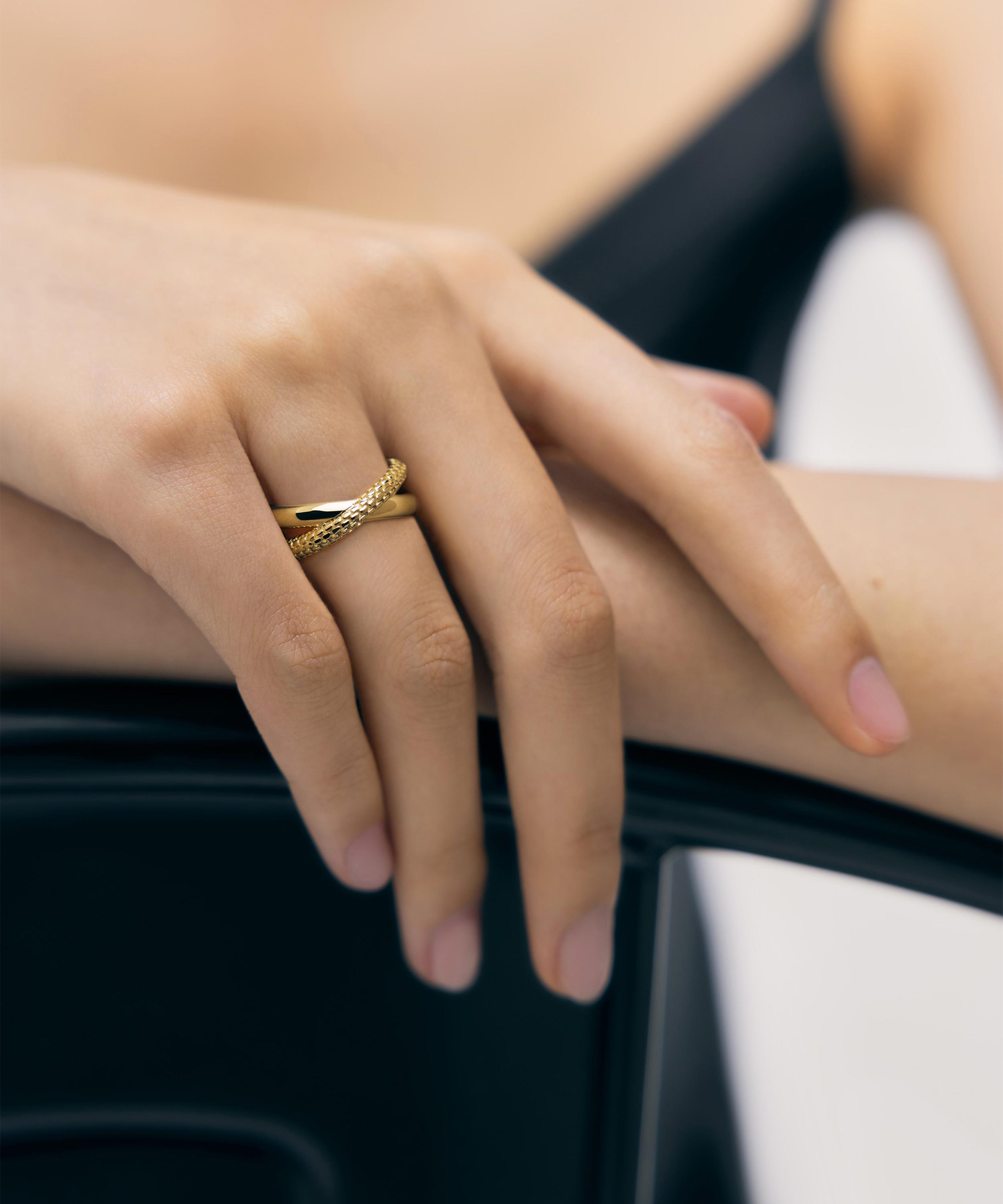 Monica Vinader - 18ct Gold-Plated Vermeil Silver Heirloom Crossover Ring image number 1