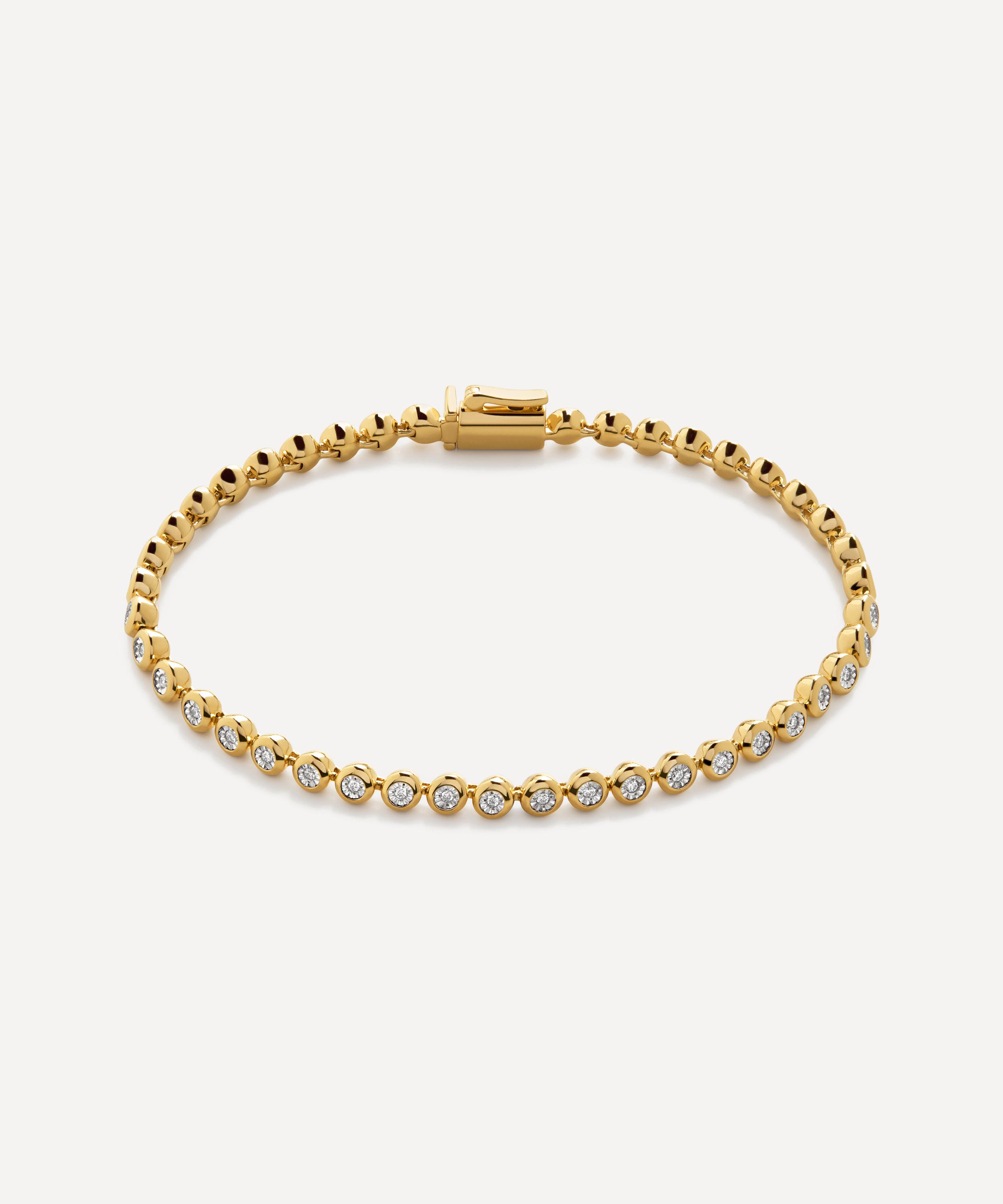 Monica Vinader - 18ct Gold-Plated Vermeil Silver Diamond Essential Tennis Bracelet