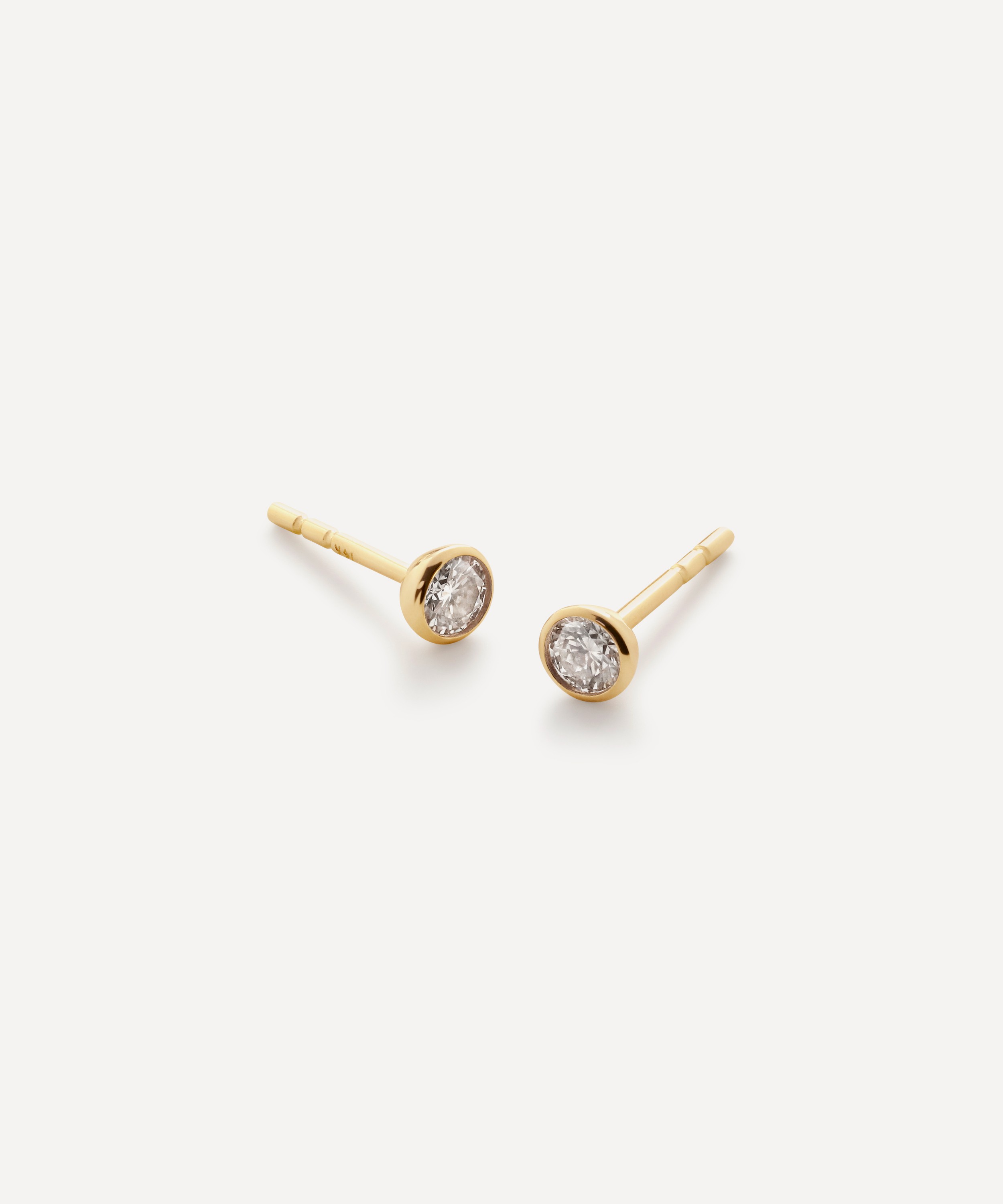 Monica Vinader - 14ct Gold Diamond Solitaire Stud Earrings image number 0