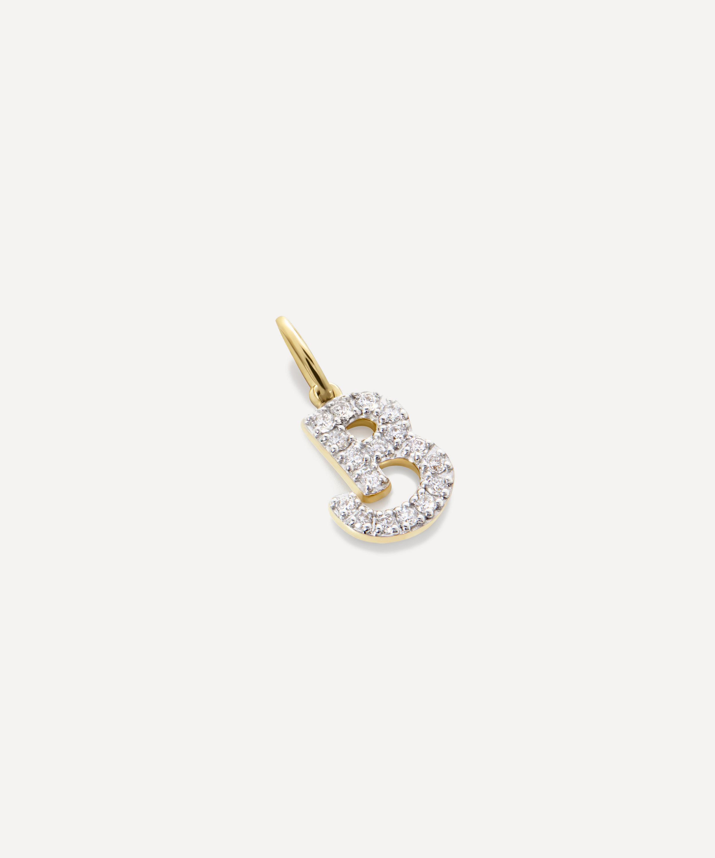 Monica Vinader - 14ct Gold Diamond B Charm image number 2