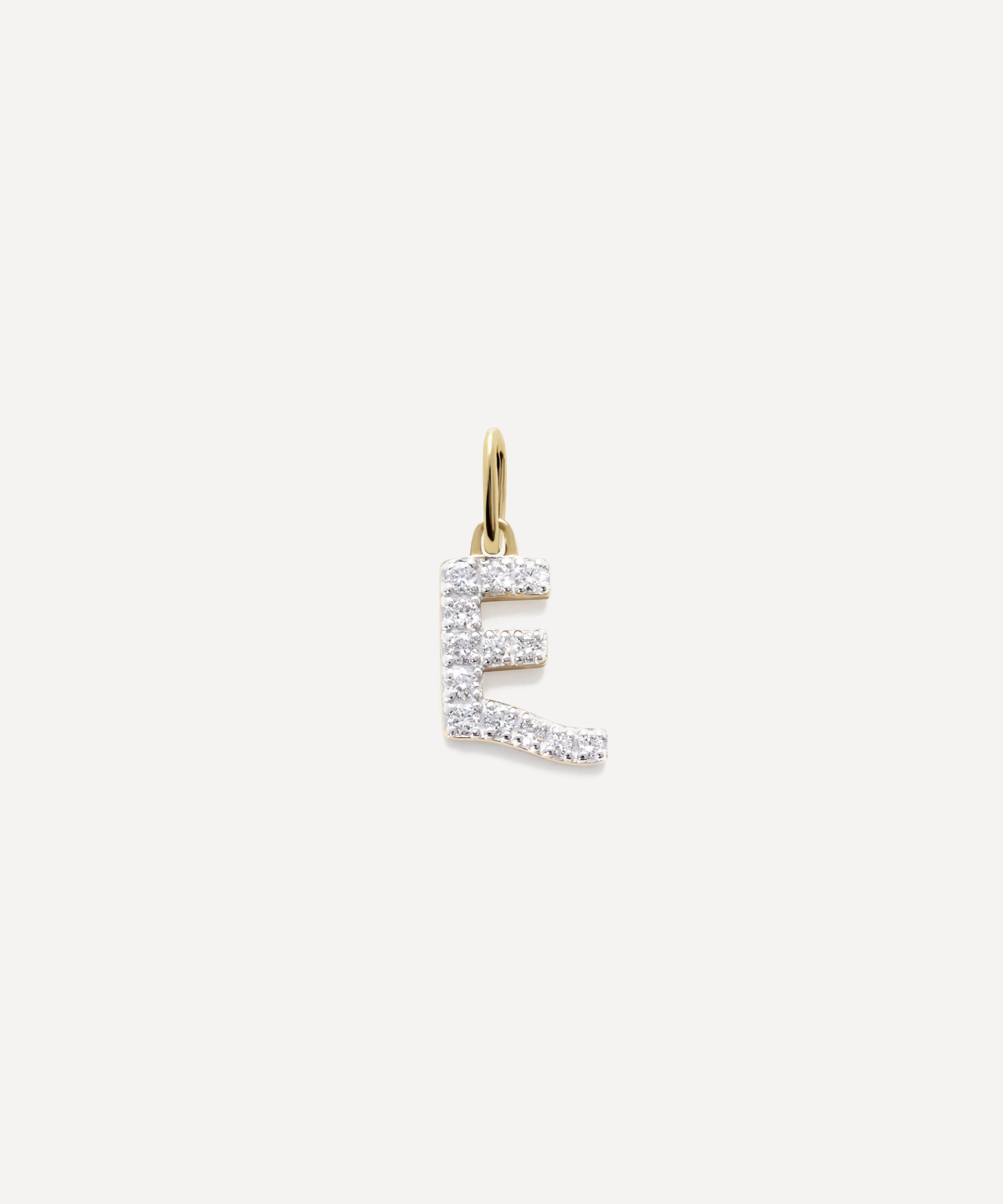 Monica Vinader - 14ct Gold Diamond E Charm