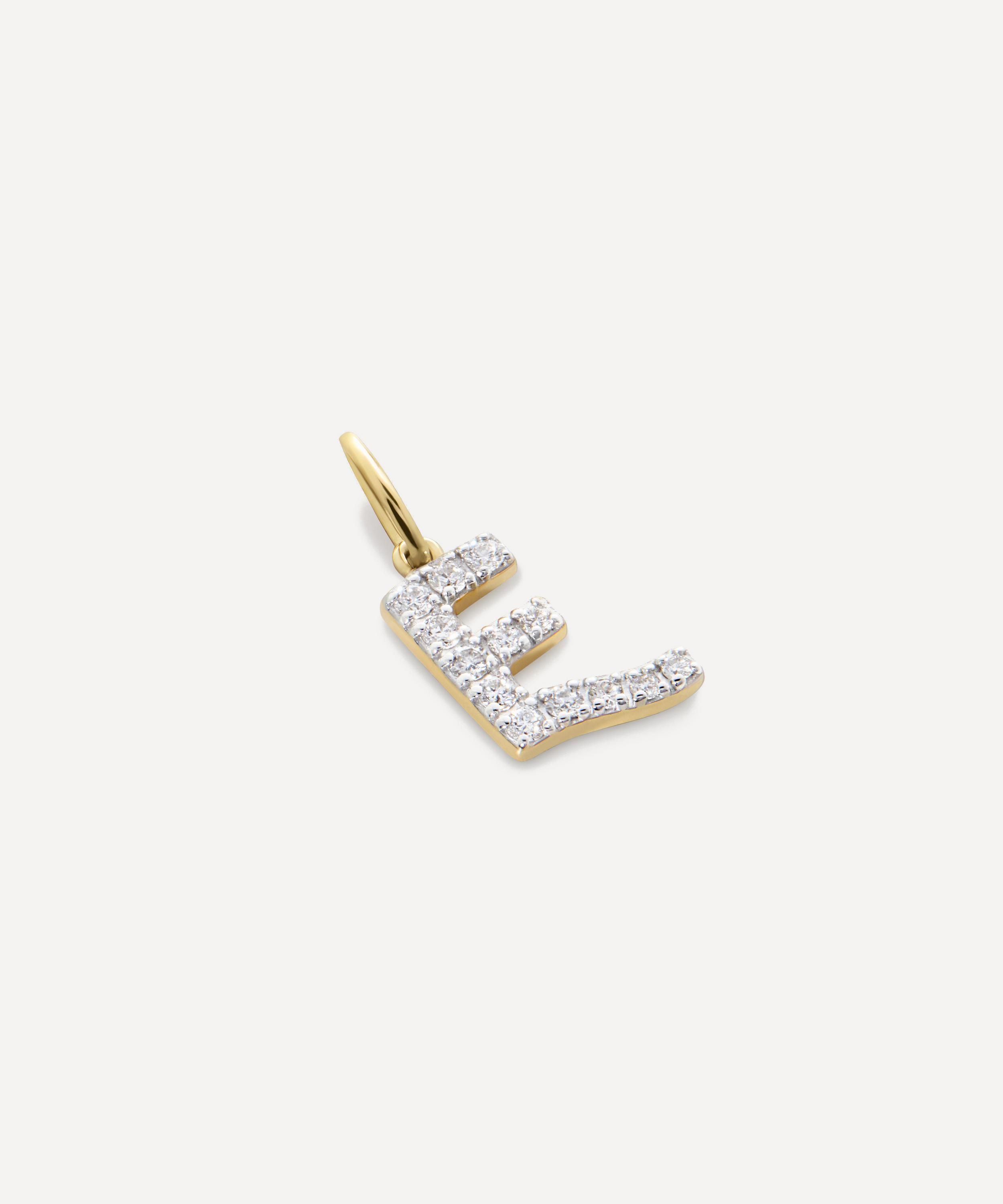 Monica Vinader - 14ct Gold Diamond E Charm image number 2