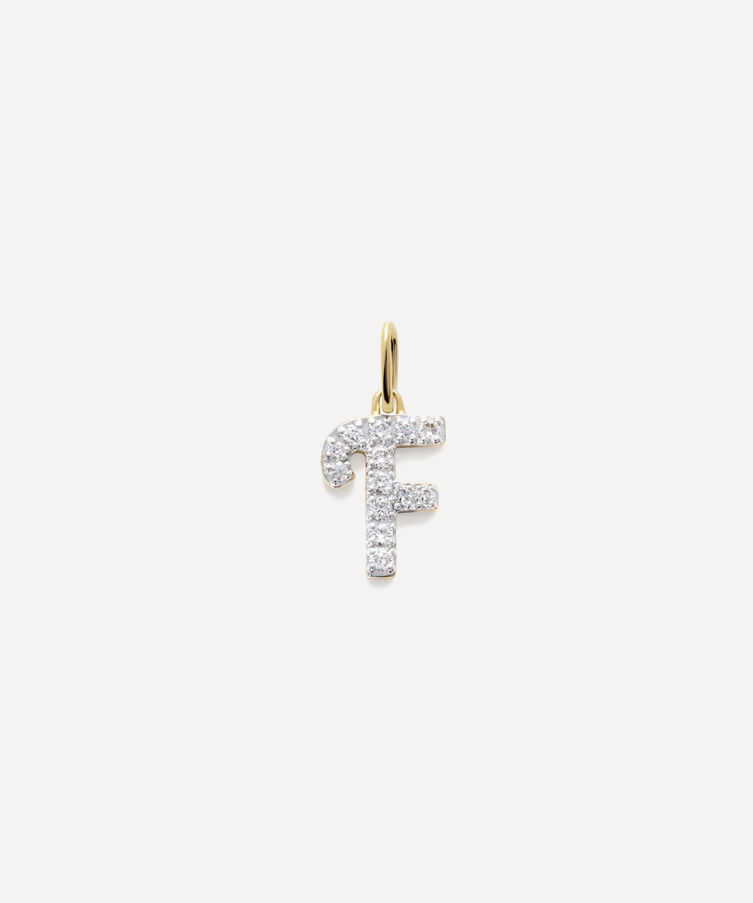 Monica Vinader - 14ct Gold Diamond F Charm