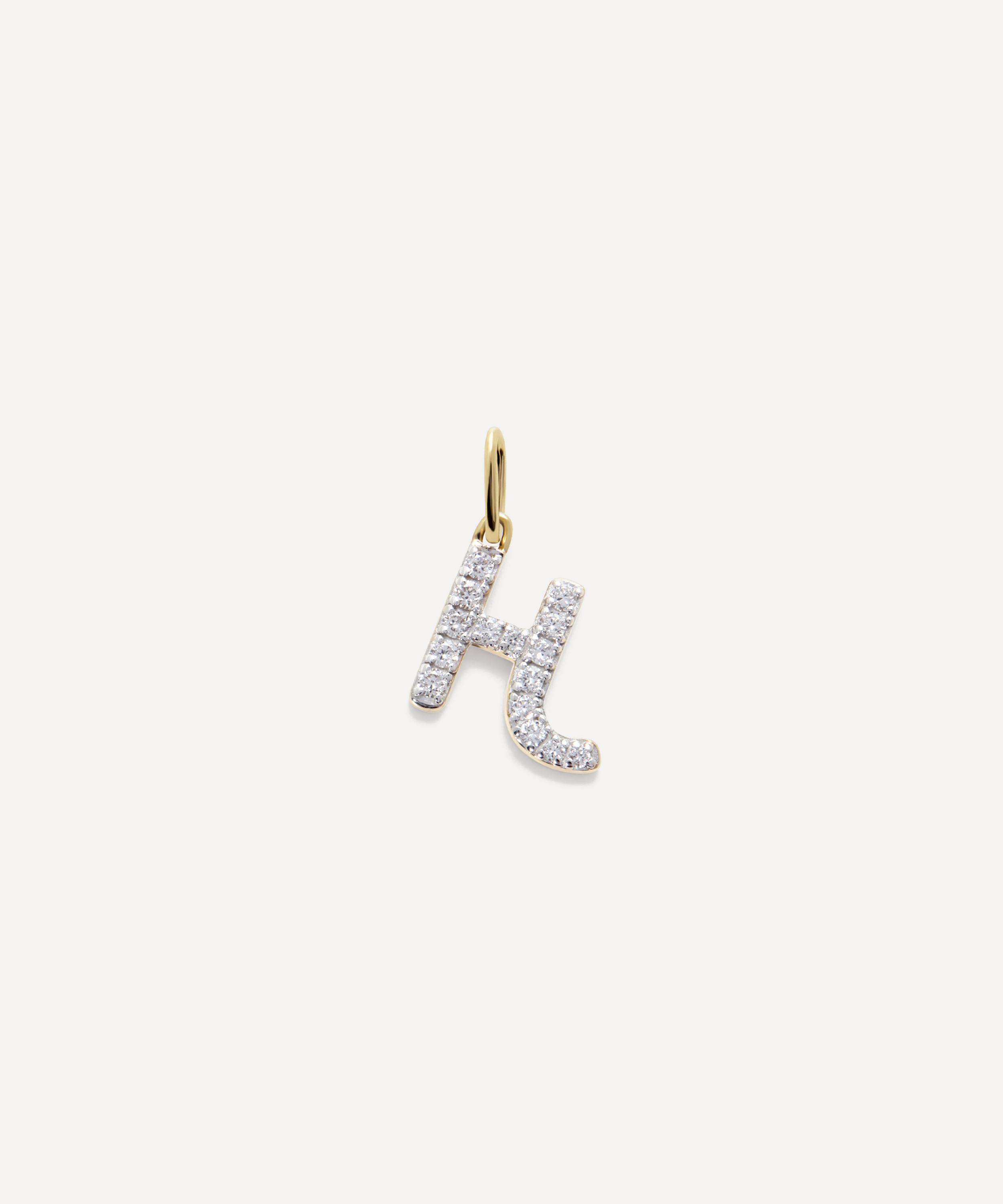 Monica Vinader - 14ct Gold Diamond H Charm