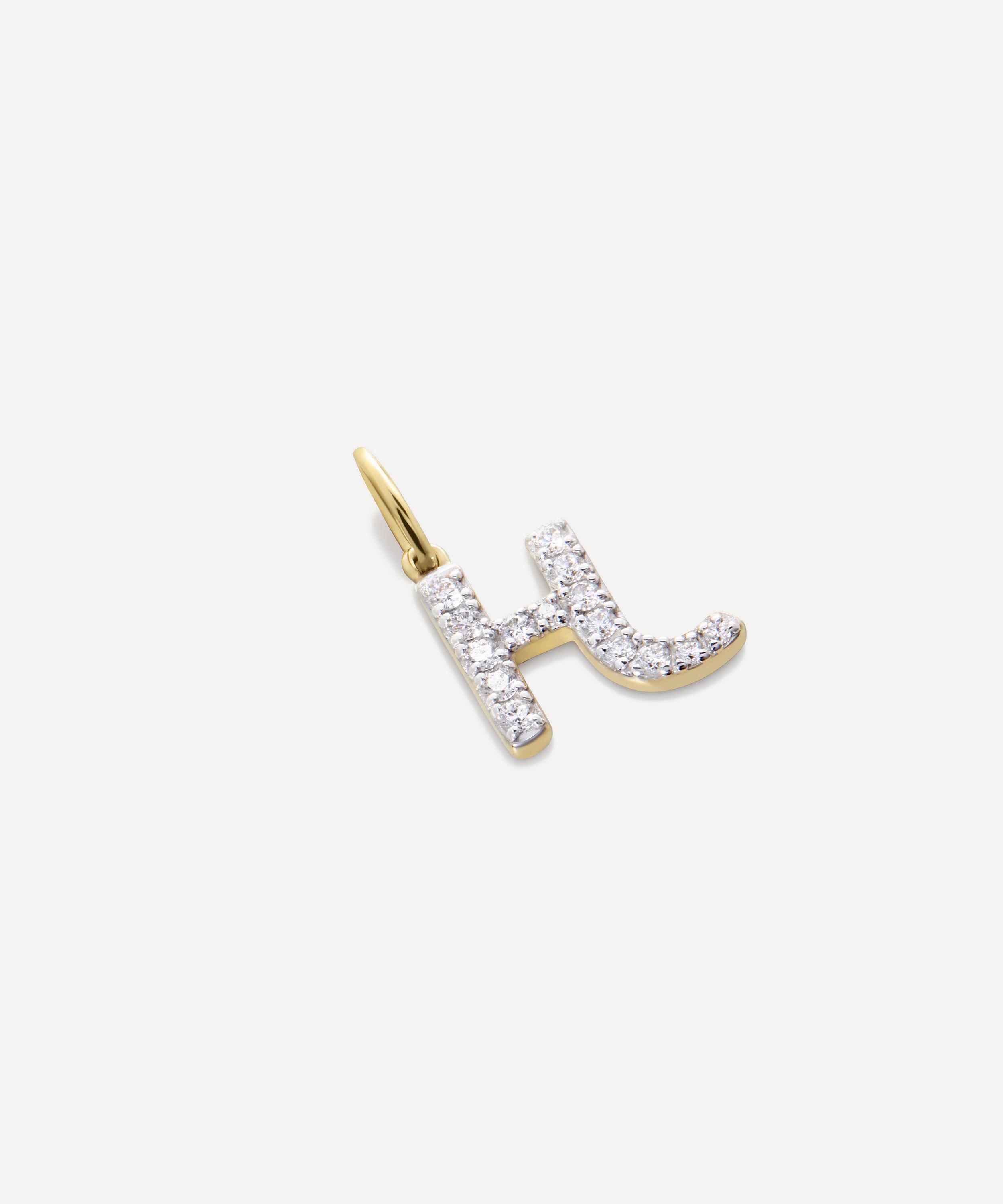 Monica Vinader - 14ct Gold Diamond H Charm image number 2