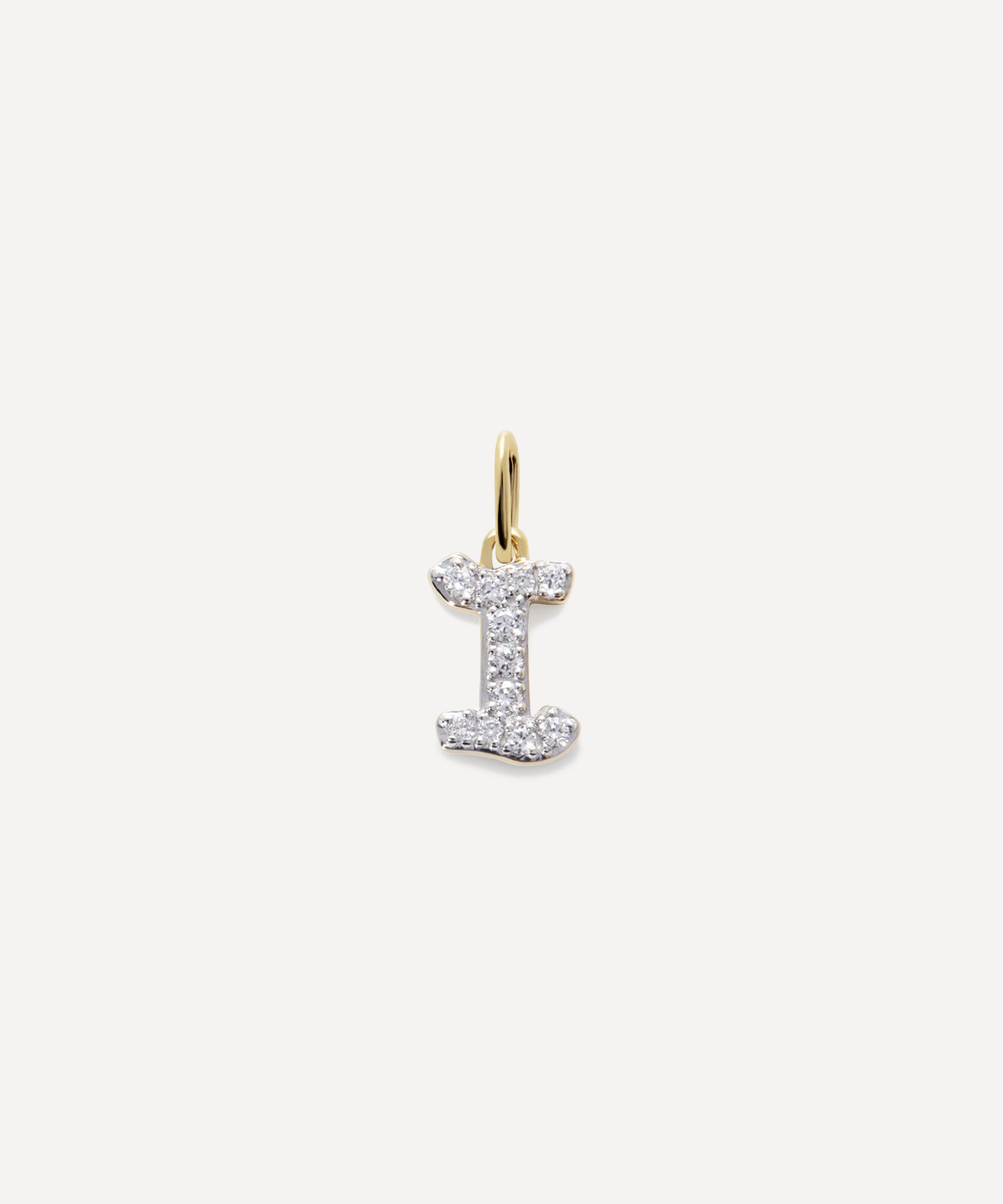 Monica Vinader - 14ct Gold Diamond I Charm