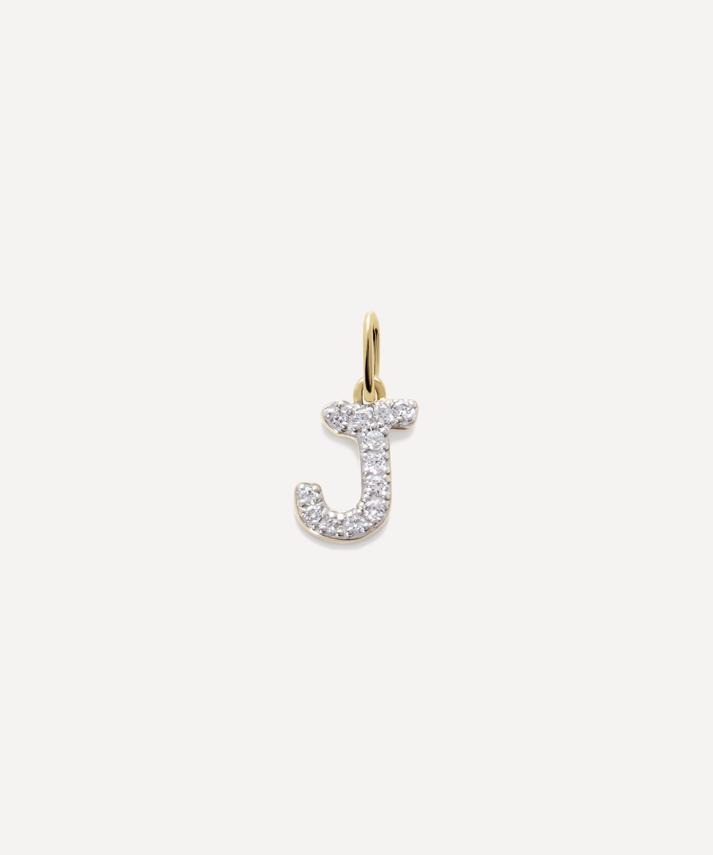 Monica Vinader - 14ct Gold Diamond J Charm