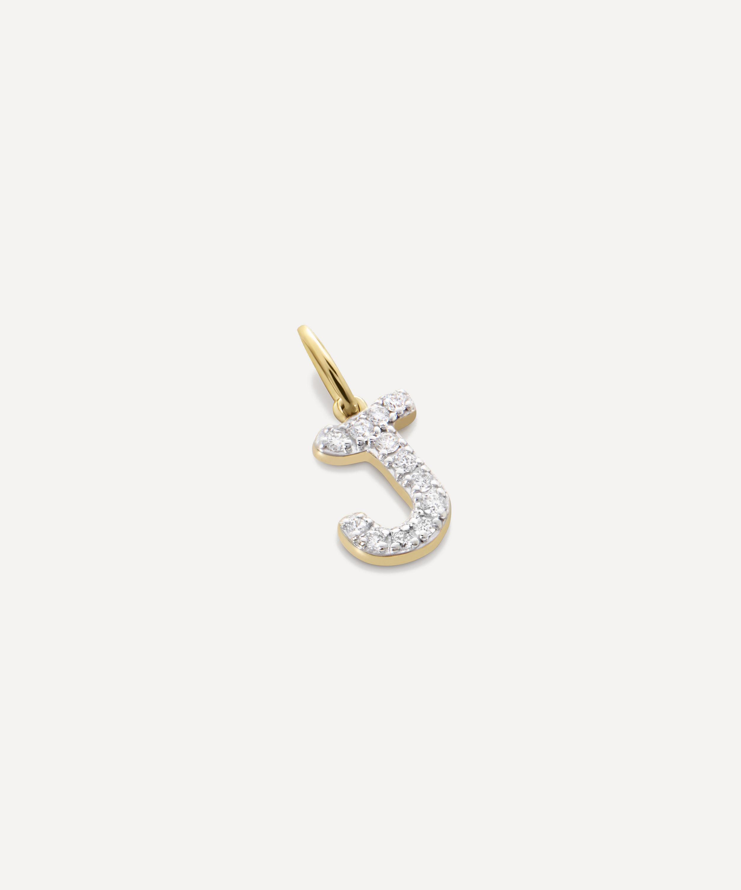 Monica Vinader - 14ct Gold Diamond J Charm image number 2