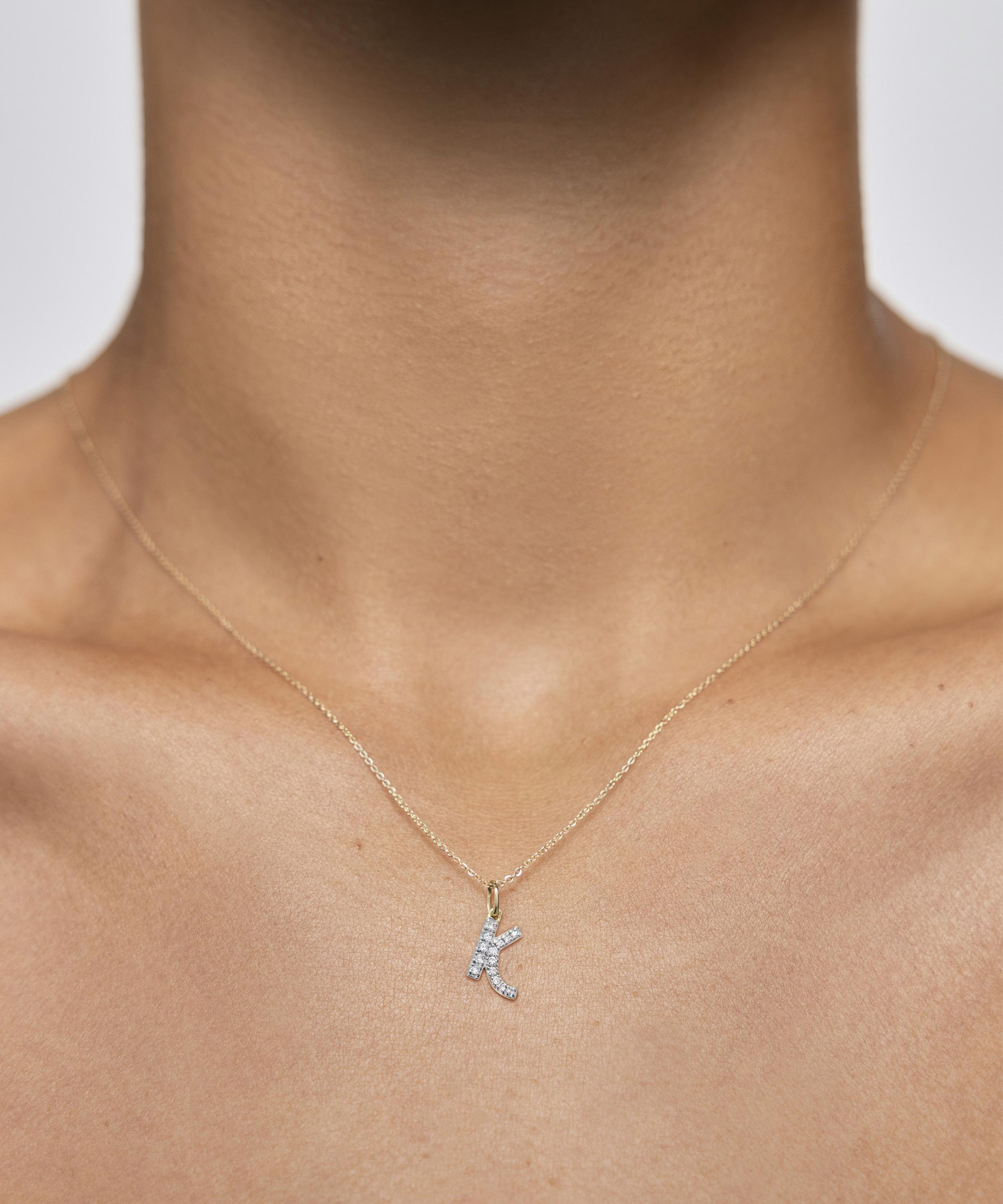Monica Vinader - 14ct Gold Diamond K Charm image number 1