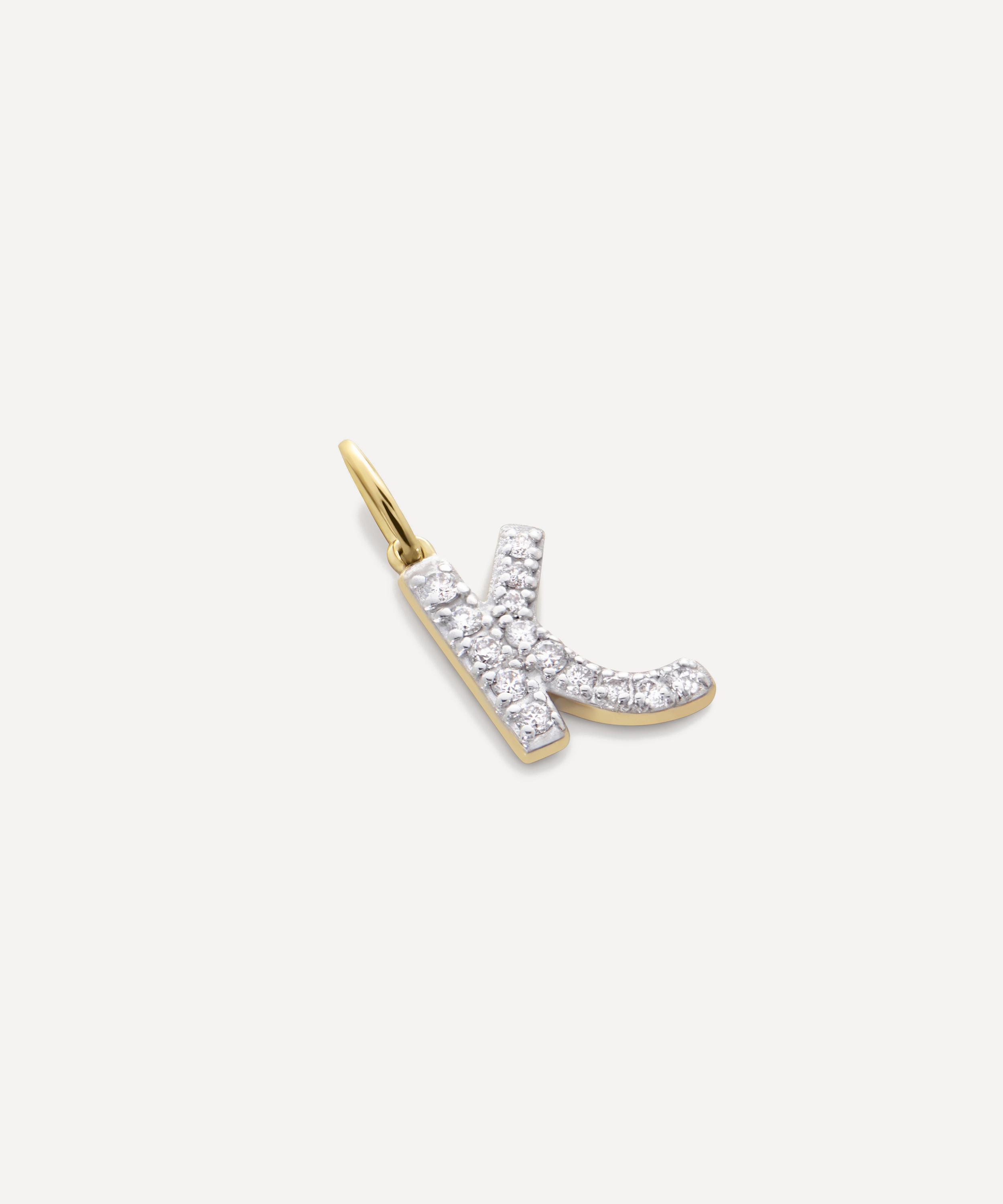 Monica Vinader - 14ct Gold Diamond K Charm image number 2
