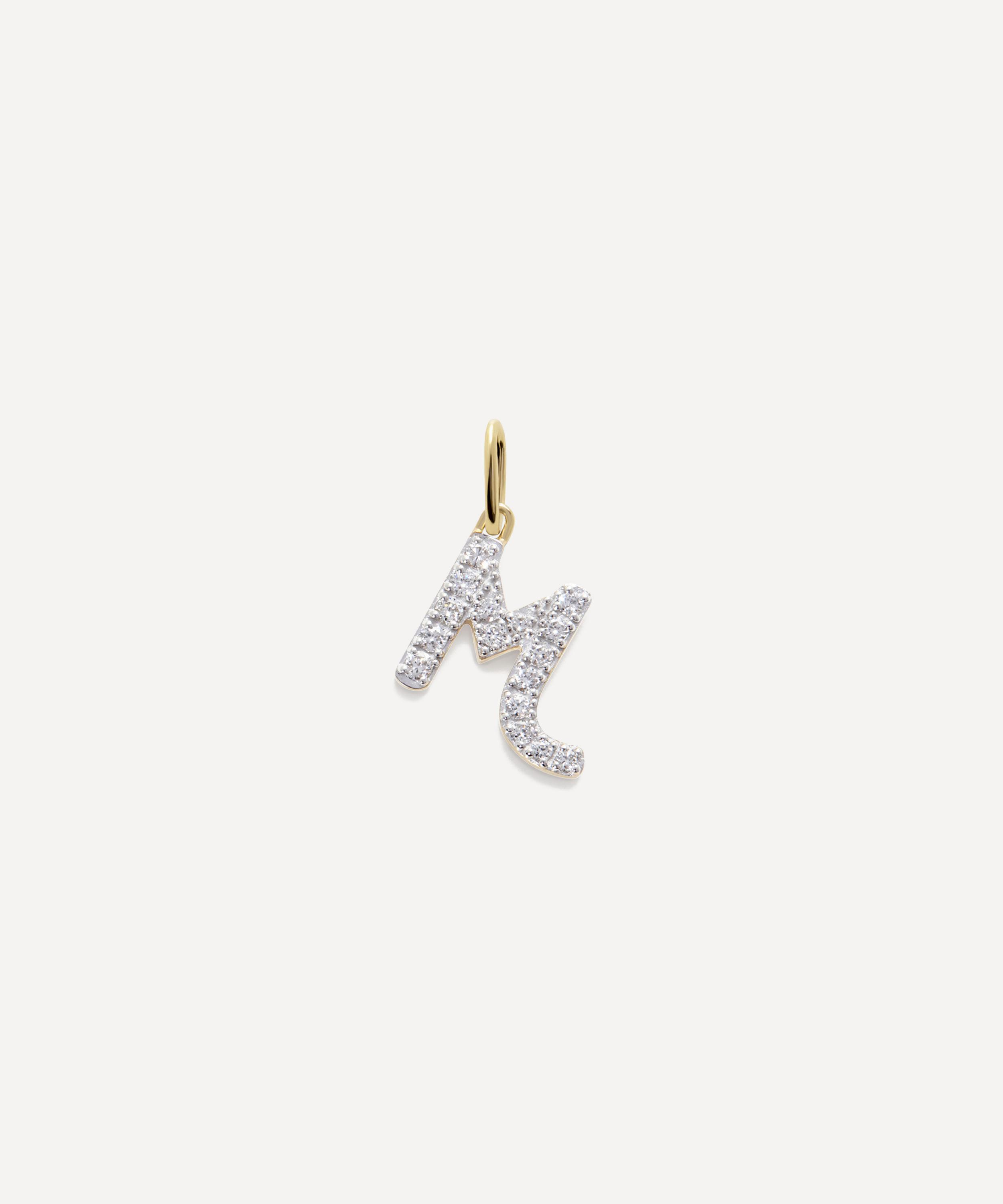 Monica Vinader - 14ct Gold Diamond M Charm