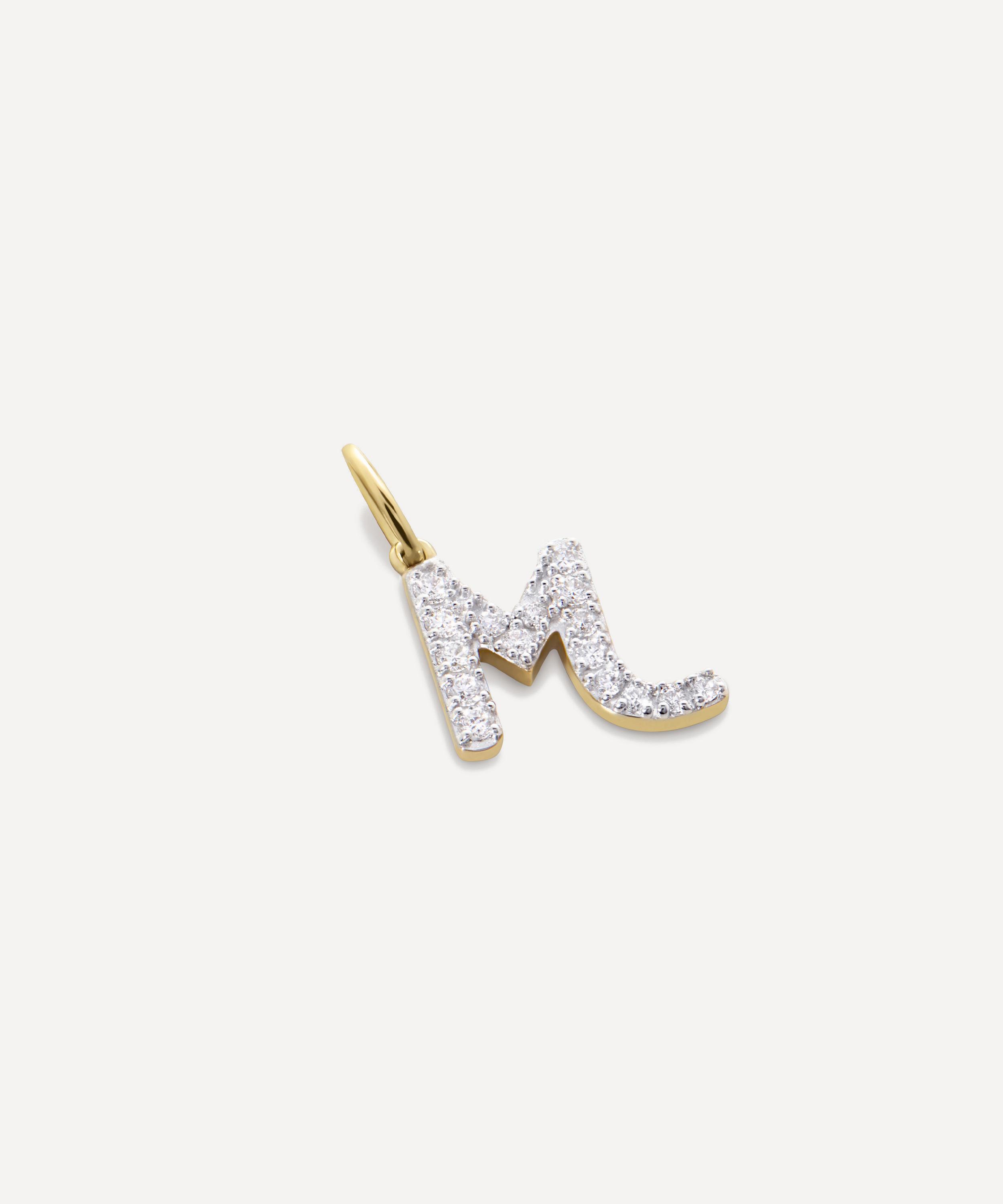 Monica Vinader - 14ct Gold Diamond M Charm image number 2