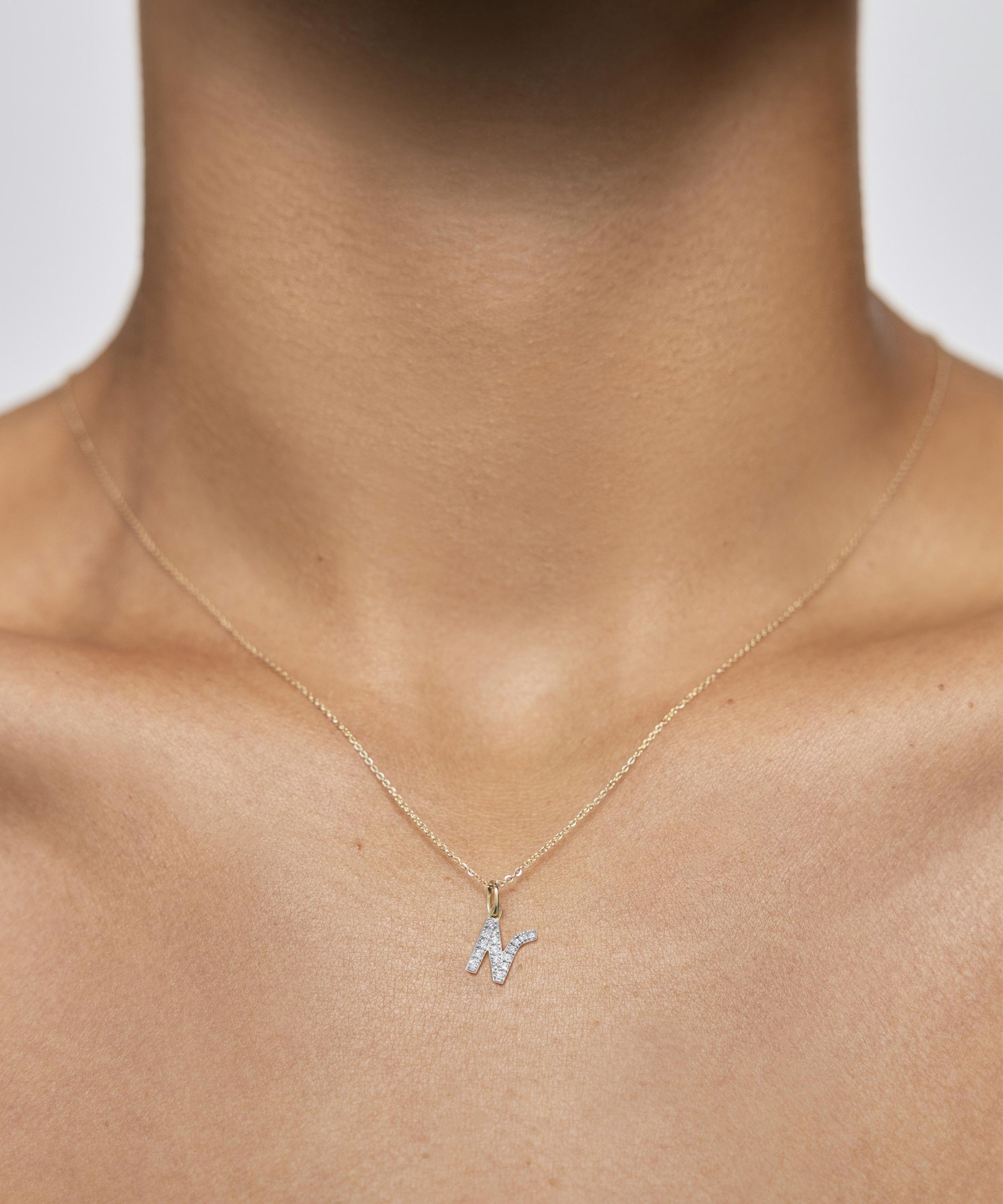 Monica Vinader - 14ct Gold Diamond N Charm image number 1
