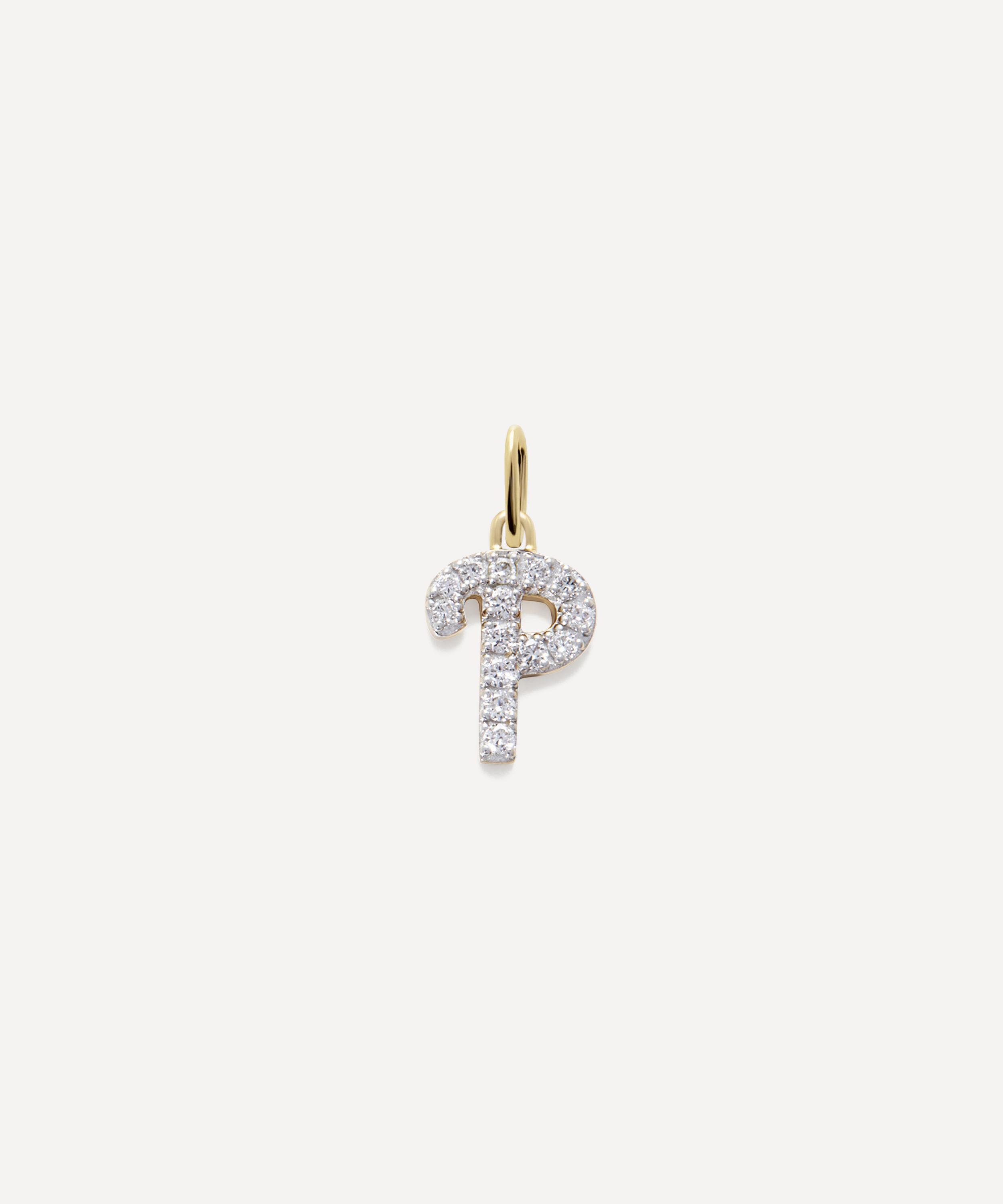 Monica Vinader - 14ct Gold Diamond P Charm
