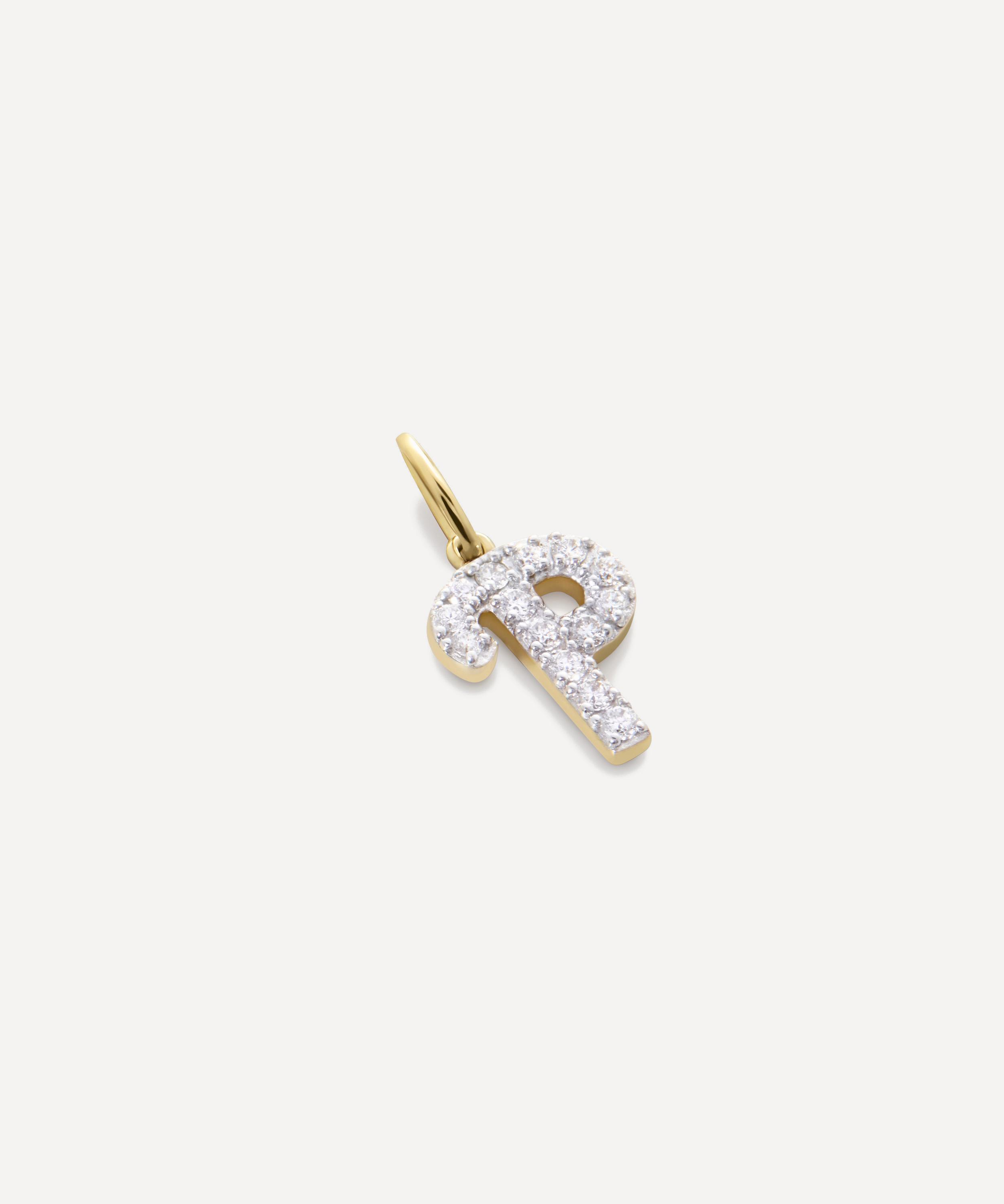 Monica Vinader - 14ct Gold Diamond P Charm image number 2