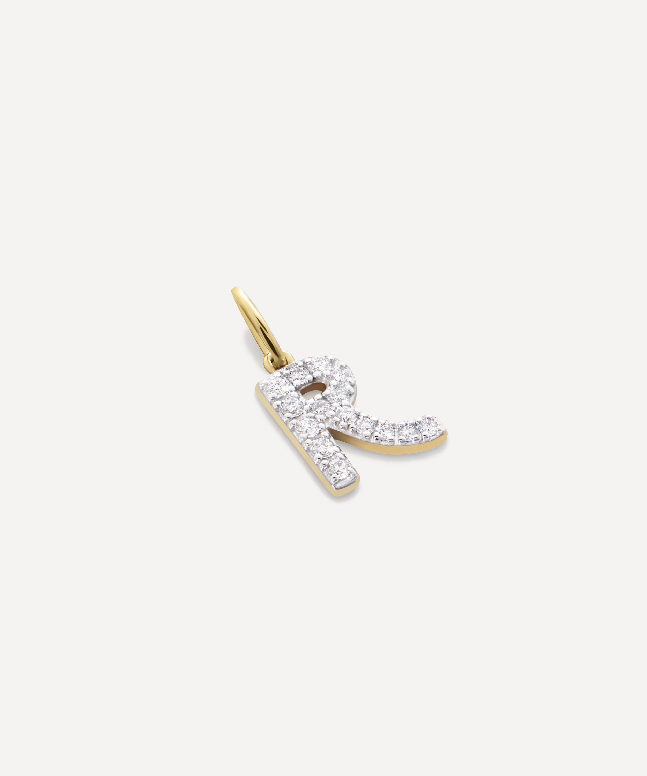 Monica Vinader - 14ct Gold Diamond R Charm image number 2