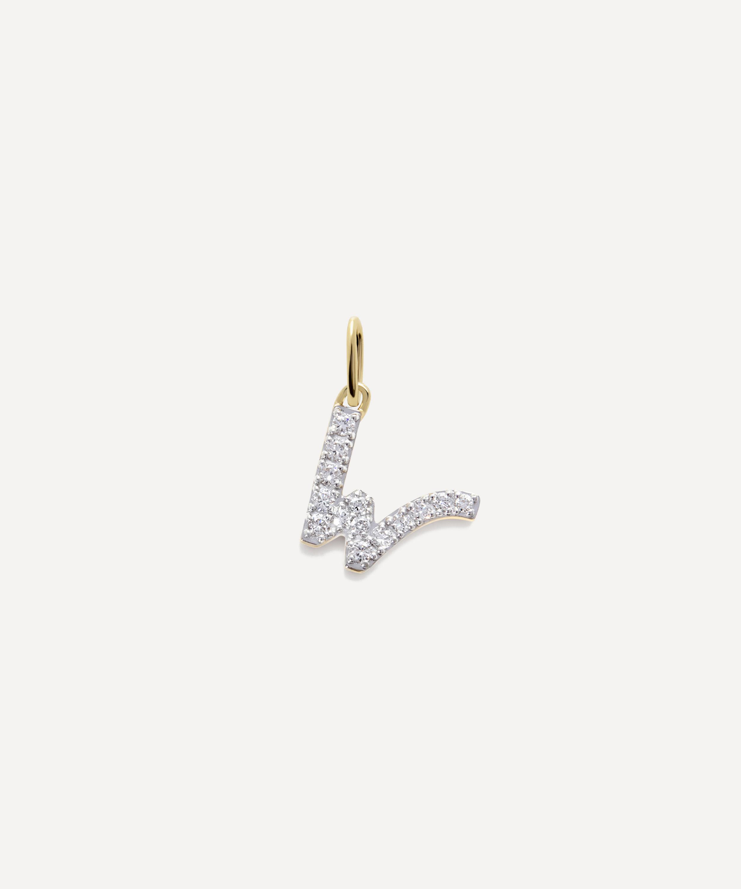 Monica Vinader - 14ct Gold Diamond W Charm