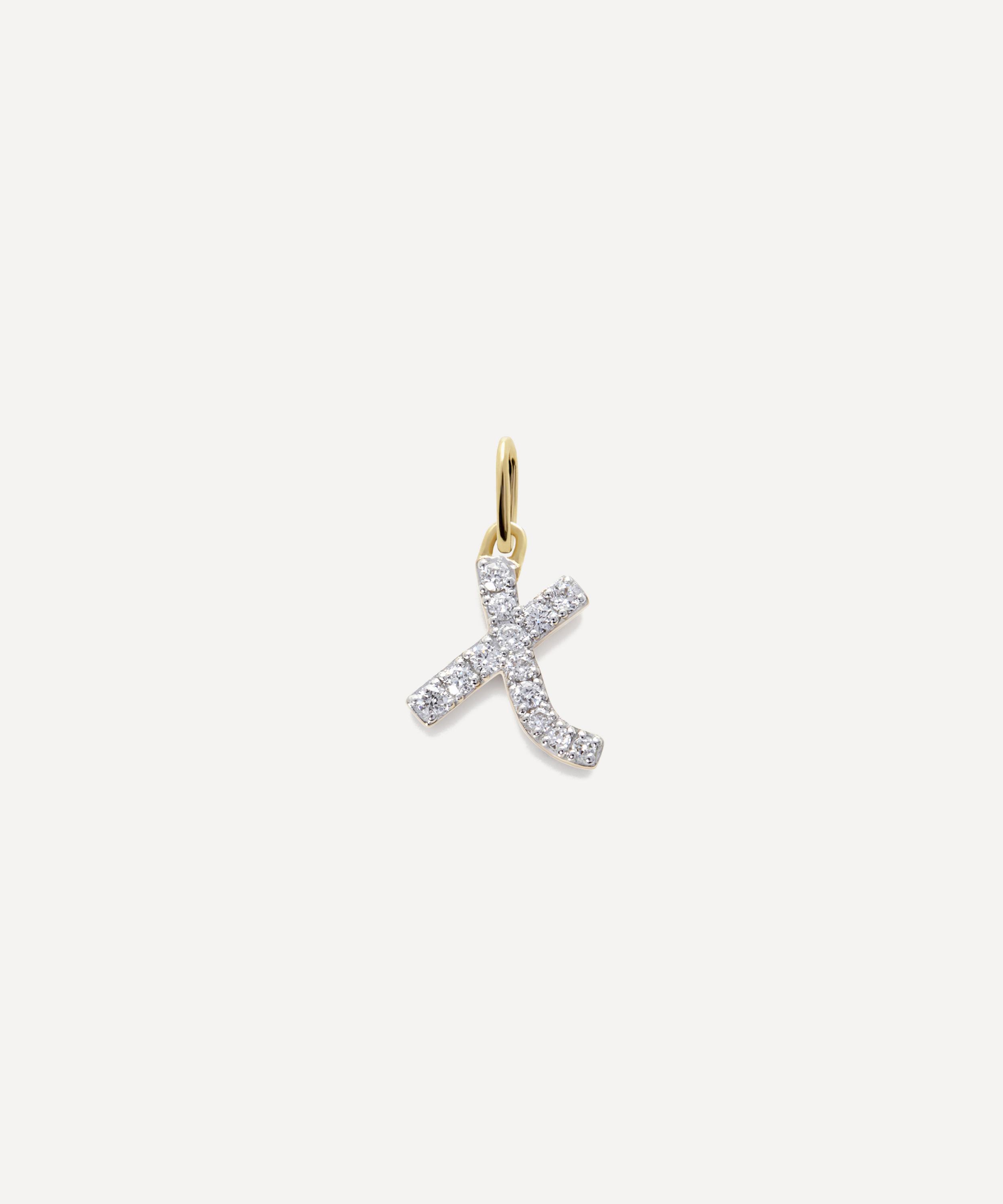 Monica Vinader - 14ct Gold Diamond X Charm