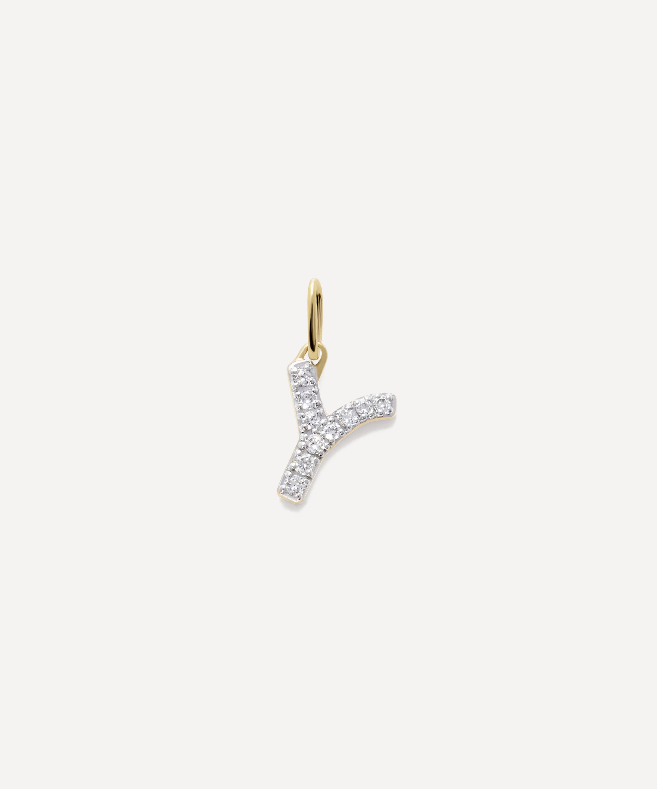 Monica Vinader - 14ct Gold Diamond Y Charm