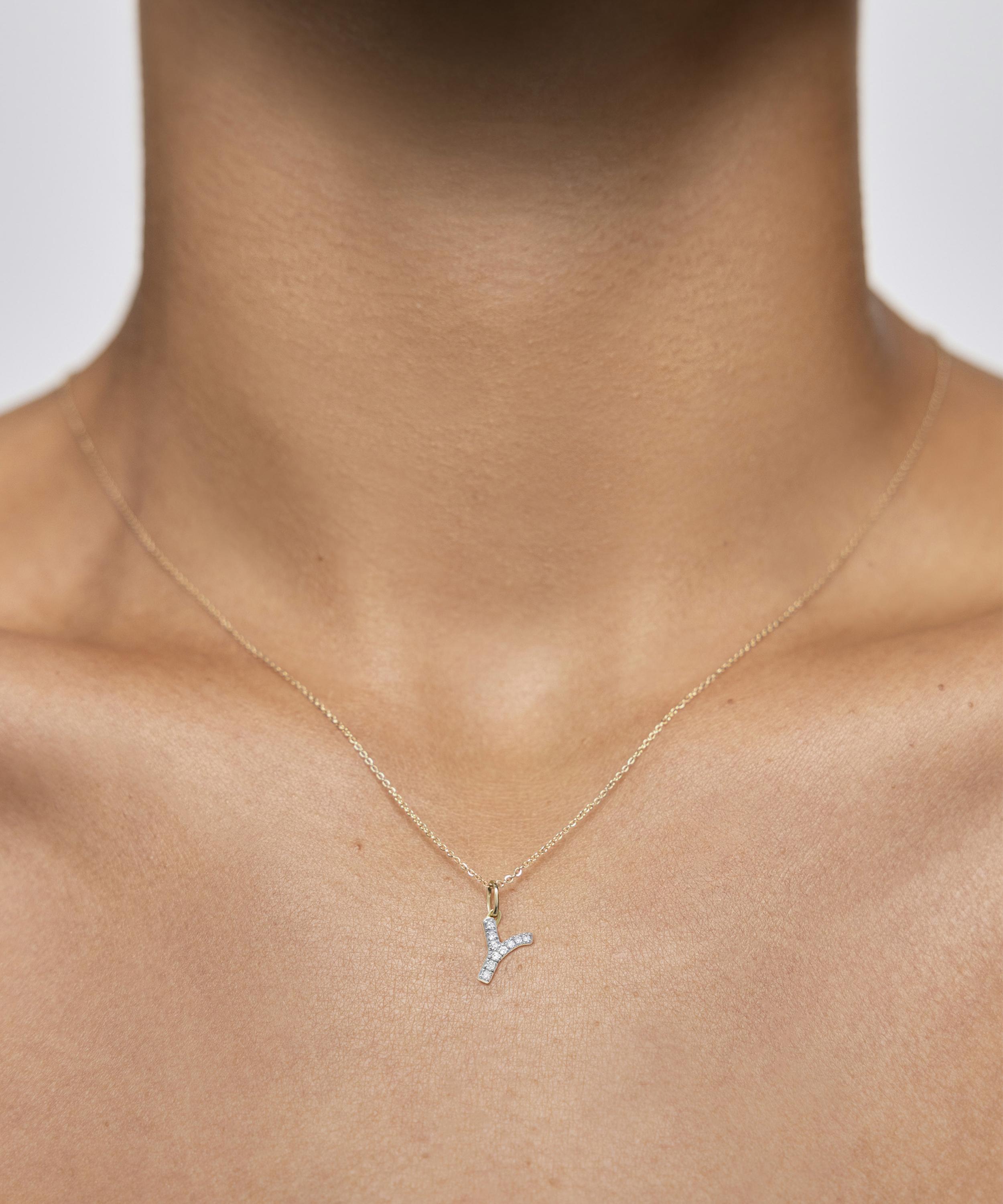 Monica Vinader - 14ct Gold Diamond Y Charm image number 1