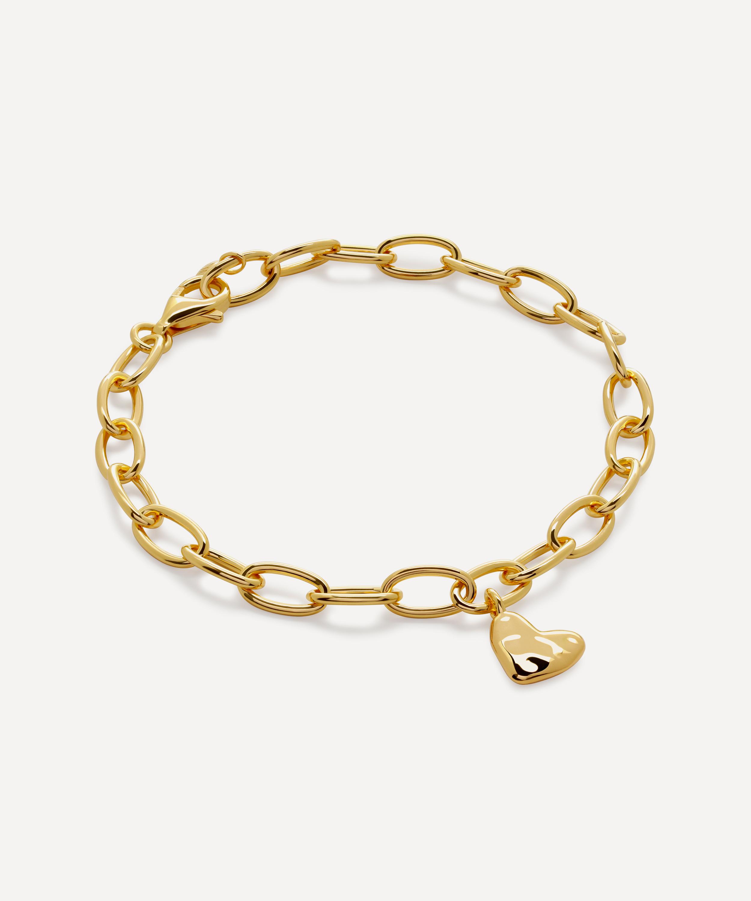 Monica Vinader - 18ct Gold-Plated Vermeil Silver Heart Charm Bracelet