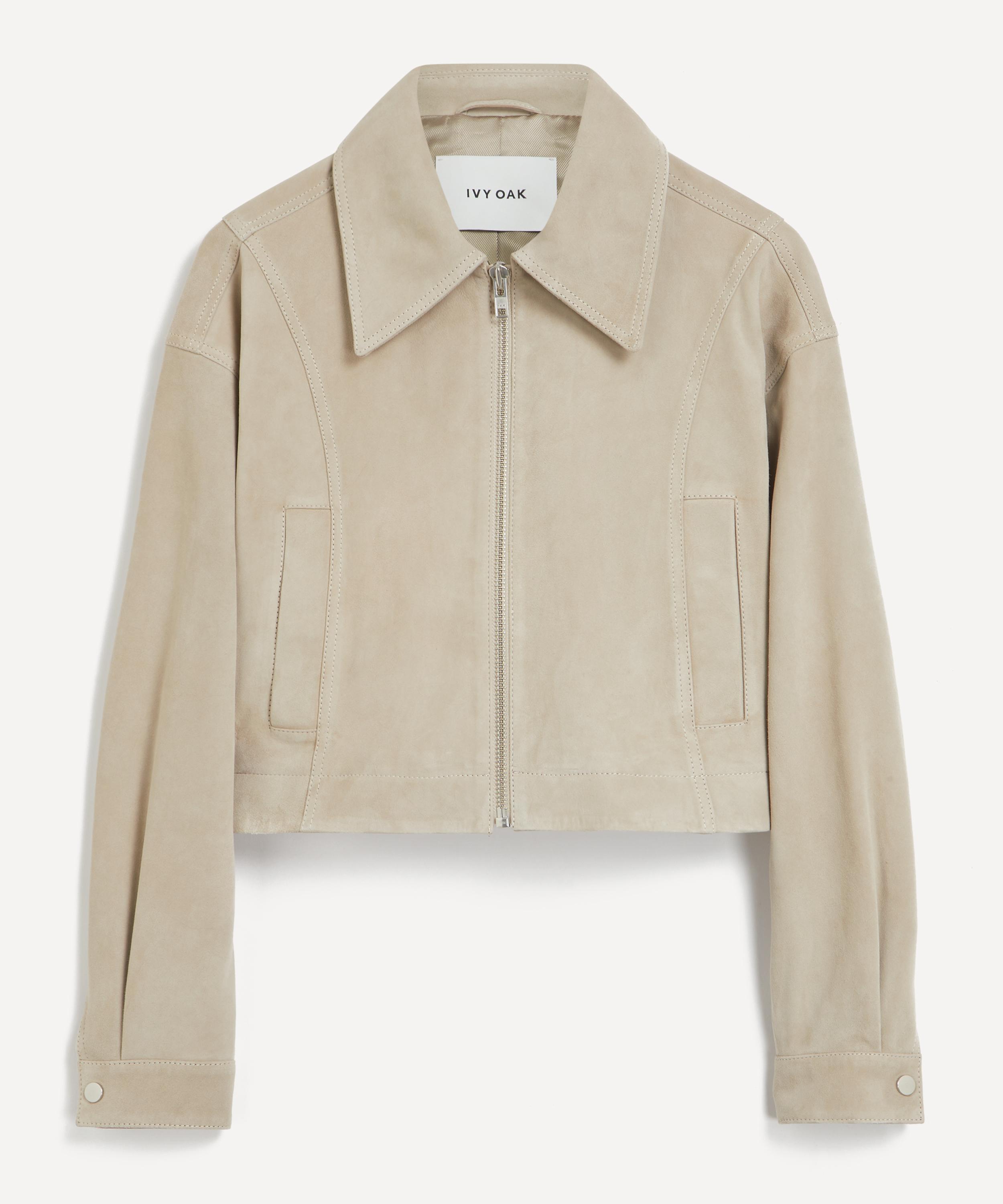 Ivy Oak - Lena Light Stone Suede Bomber Jacket image number 0