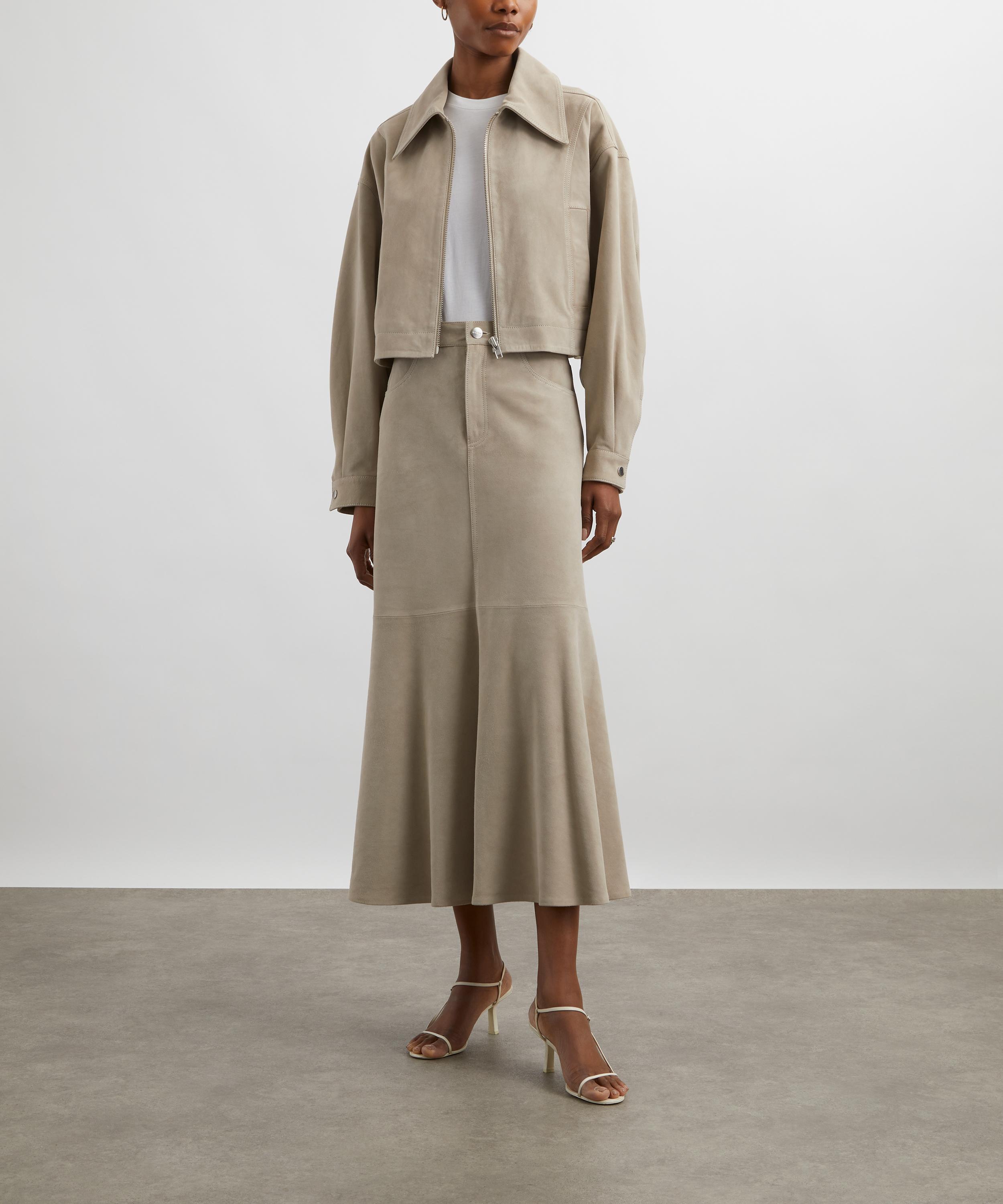 Ivy Oak - Lena Light Stone Suede Bomber Jacket image number 1