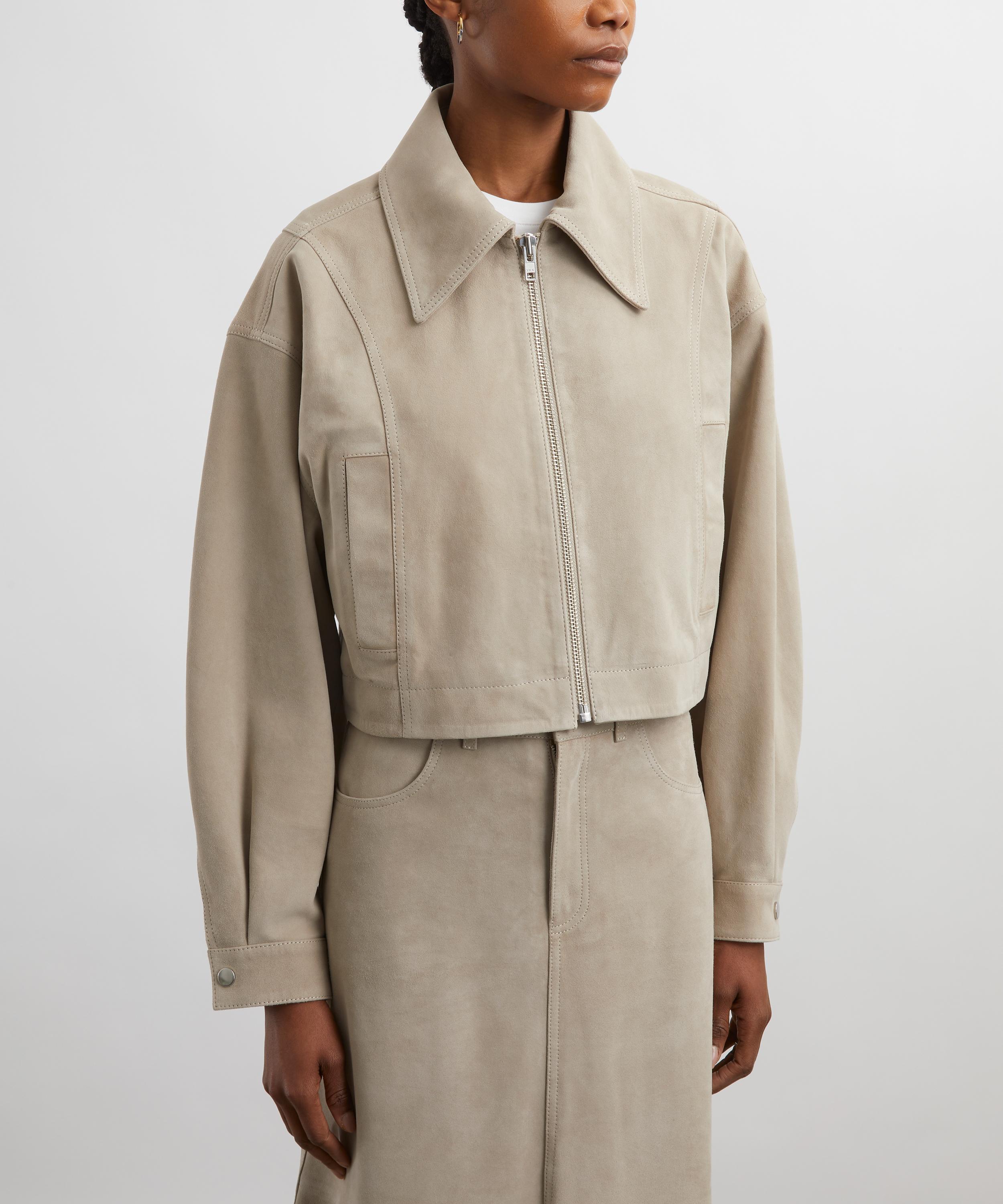 Ivy Oak - Lena Light Stone Suede Bomber Jacket image number 2