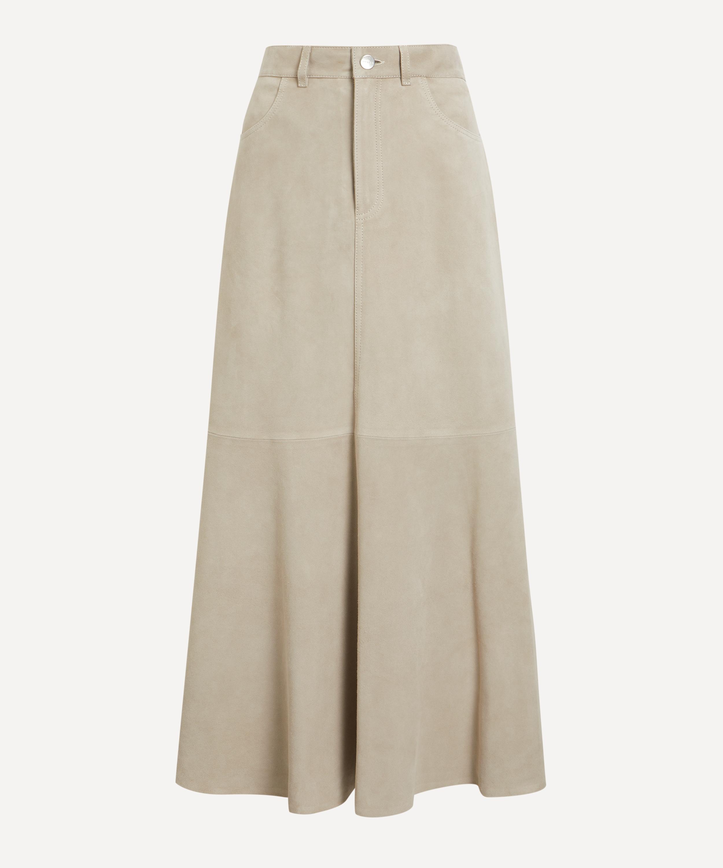 Ivy Oak - Lacy Light Stone Suede Maxi Skirt
