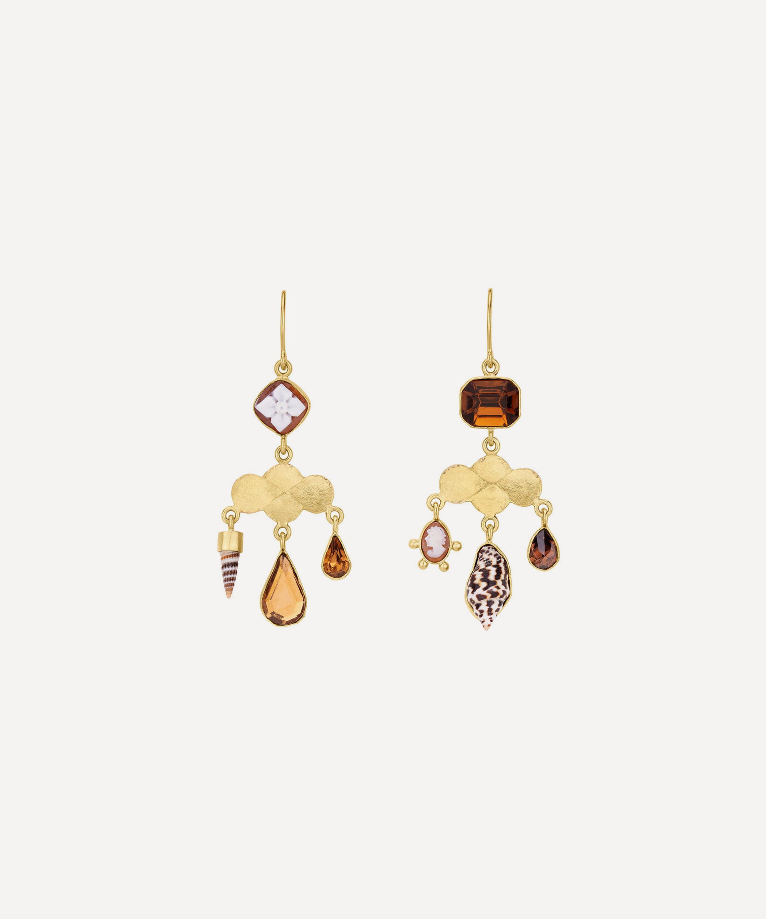 Grainne Morton - 18ct Gold-Plated Girandole Shell Drop Earrings image number 0