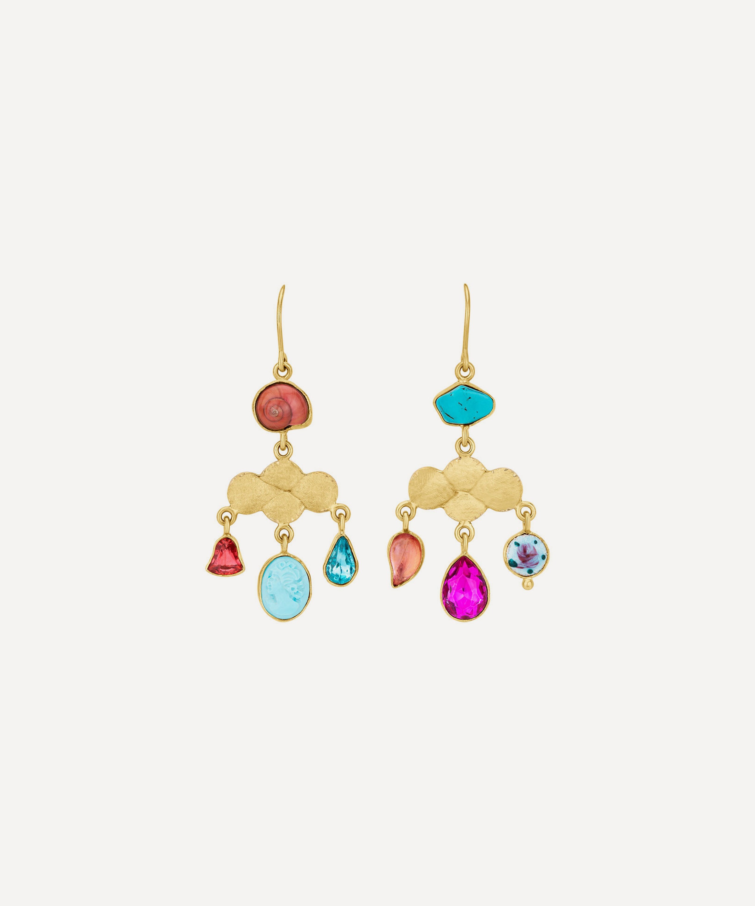 Grainne Morton - 18ct Gold-Plated Girandole Turquoise Drop Earrings image number 0