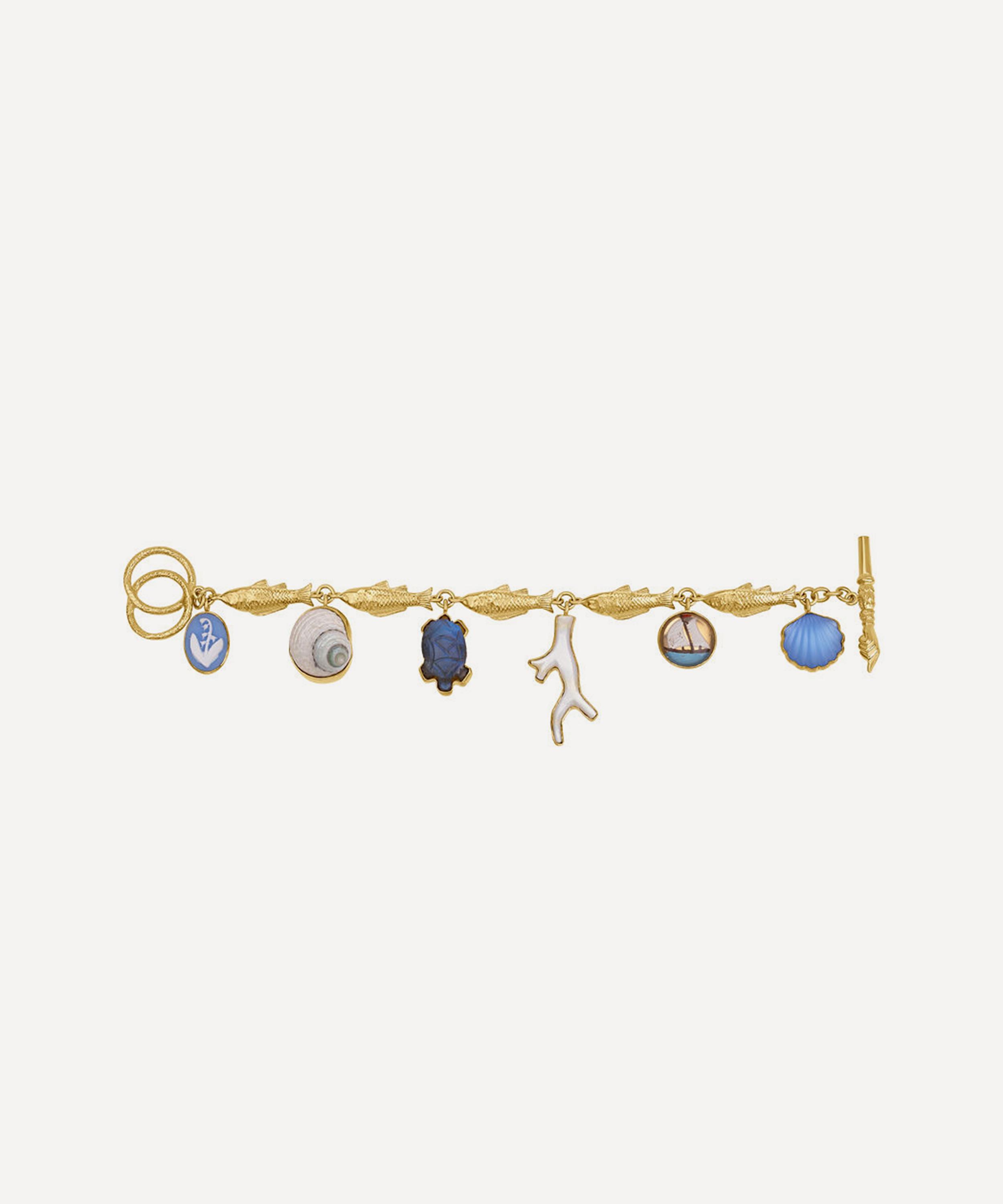 Grainne Morton - 18ct Gold-Plated Fish Multi Charm Cameo Bracelet image number 0