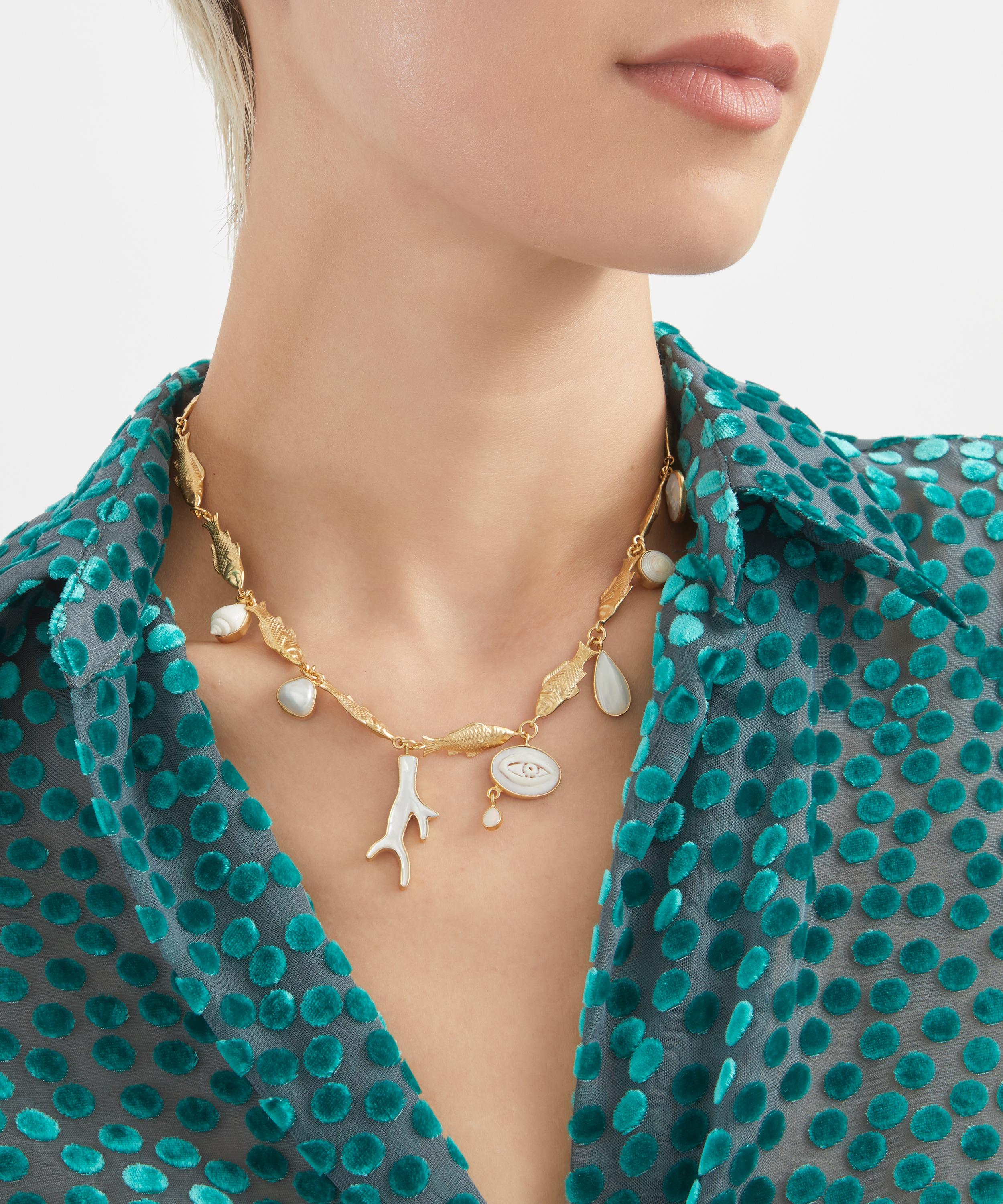 Grainne Morton - 18ct Gold-Plated Fish Multi Charm Necklace image number 0