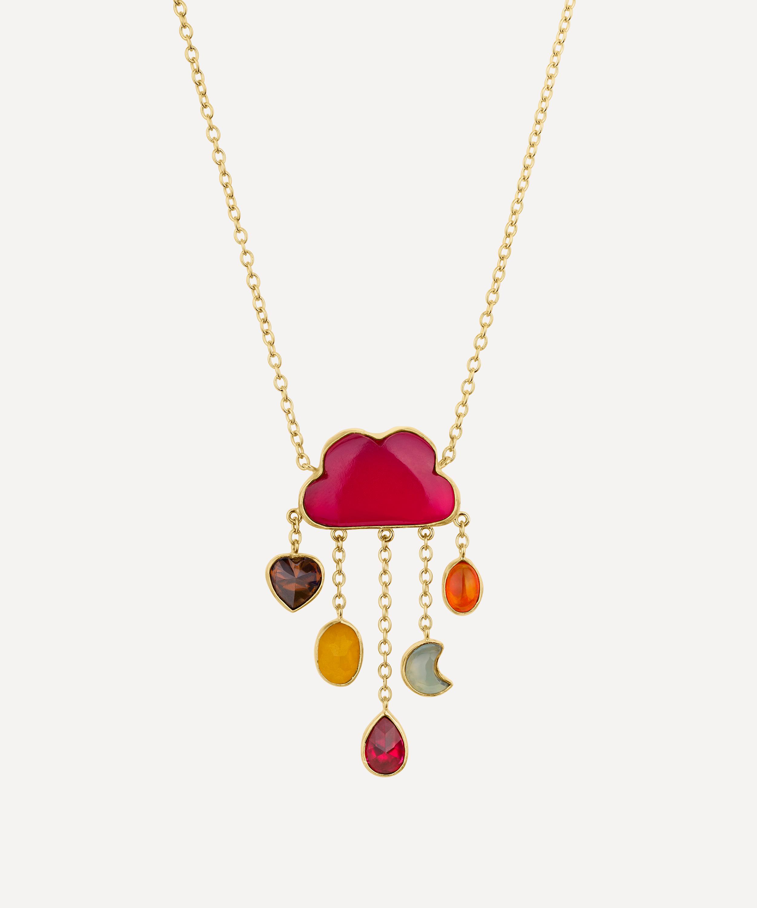 Grainne Morton - 18ct Gold-Plated Cloud and Rain Rani Chalcedony Chain Drop Necklace image number 0