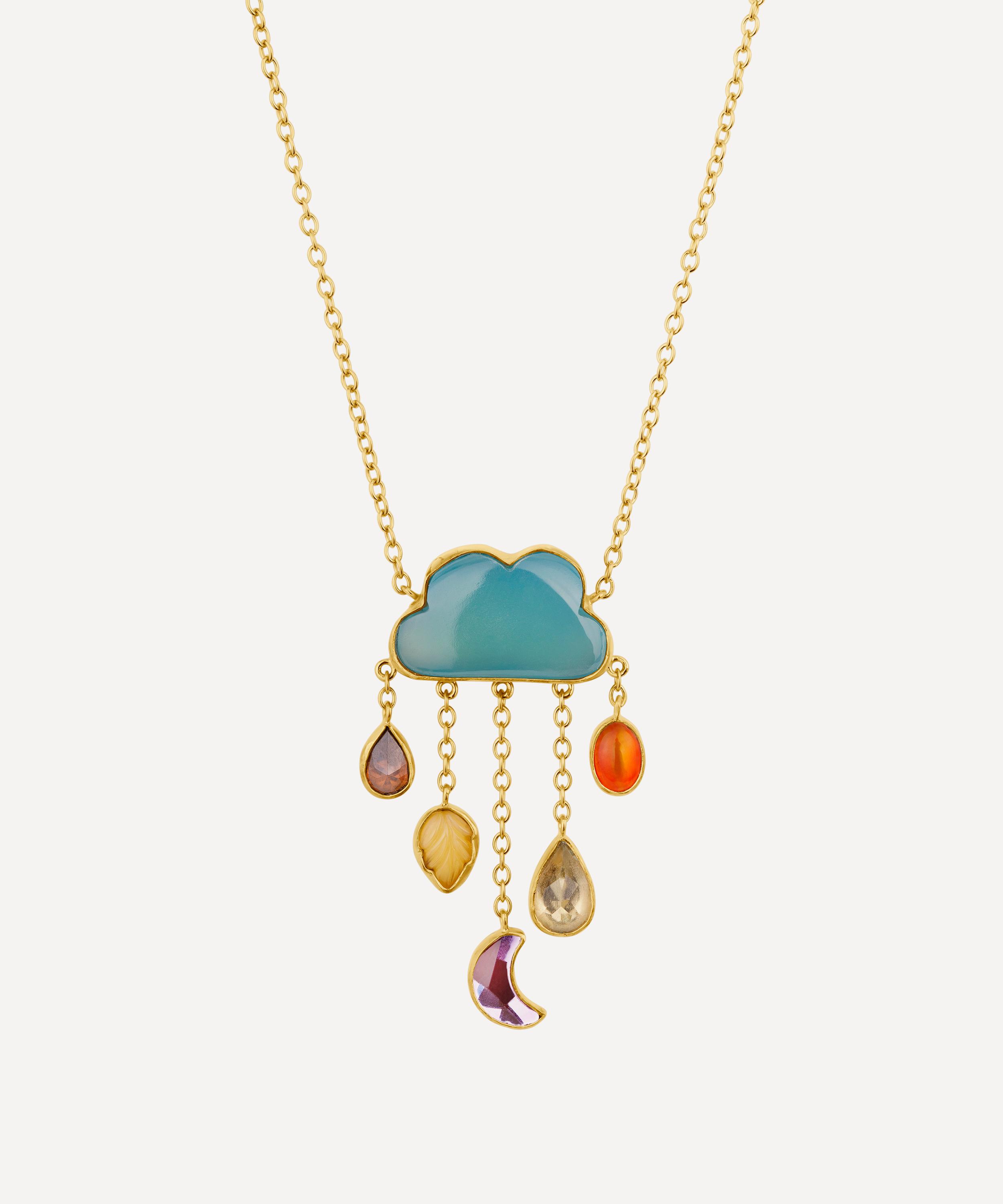 Grainne Morton - 18ct Gold-Plated Cloud and Rain Blue Chalcedony Chain Drop Necklace image number 0