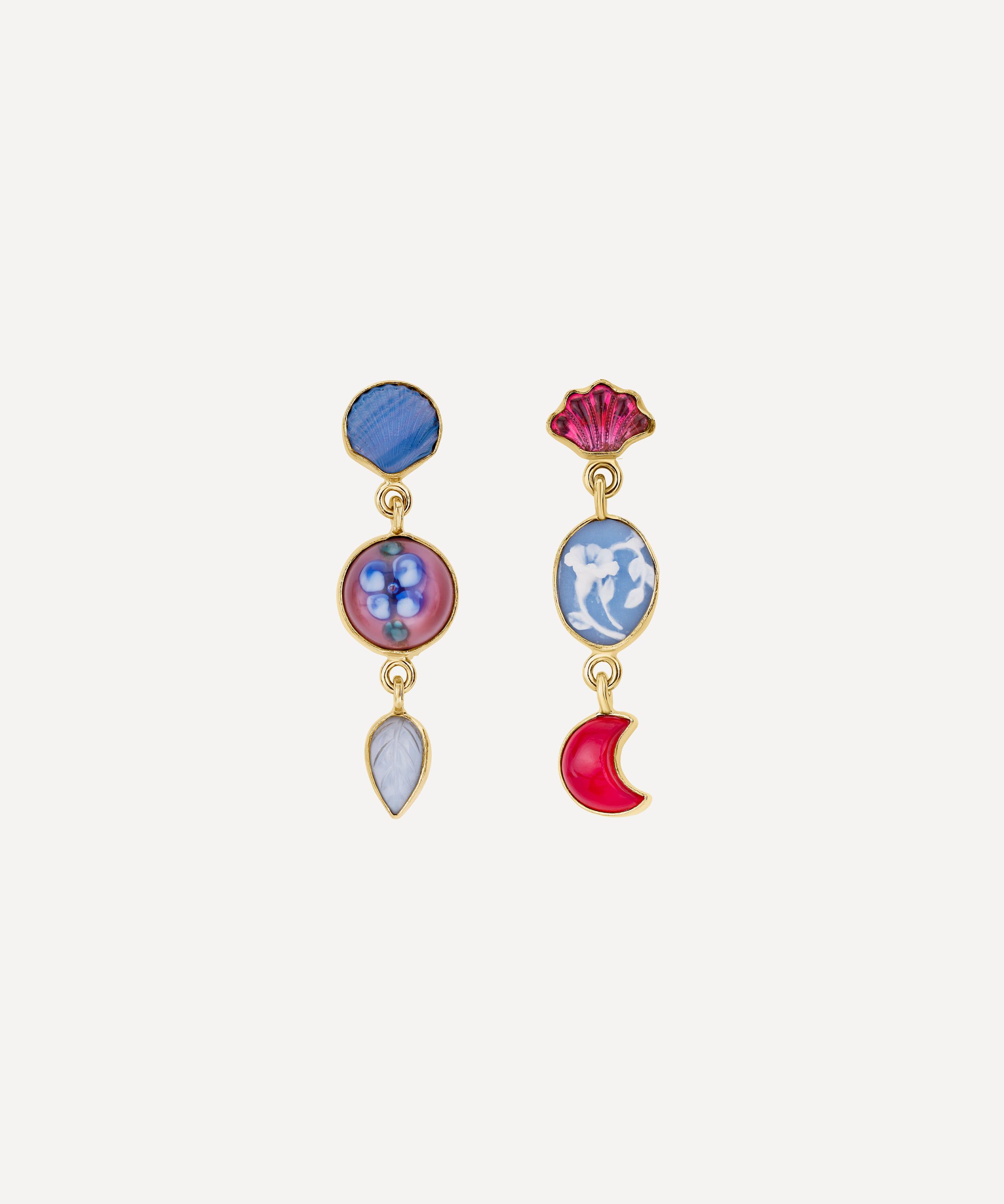 Grainne Morton - 18ct Gold-Plated Three Charm Drop Earrings image number 0