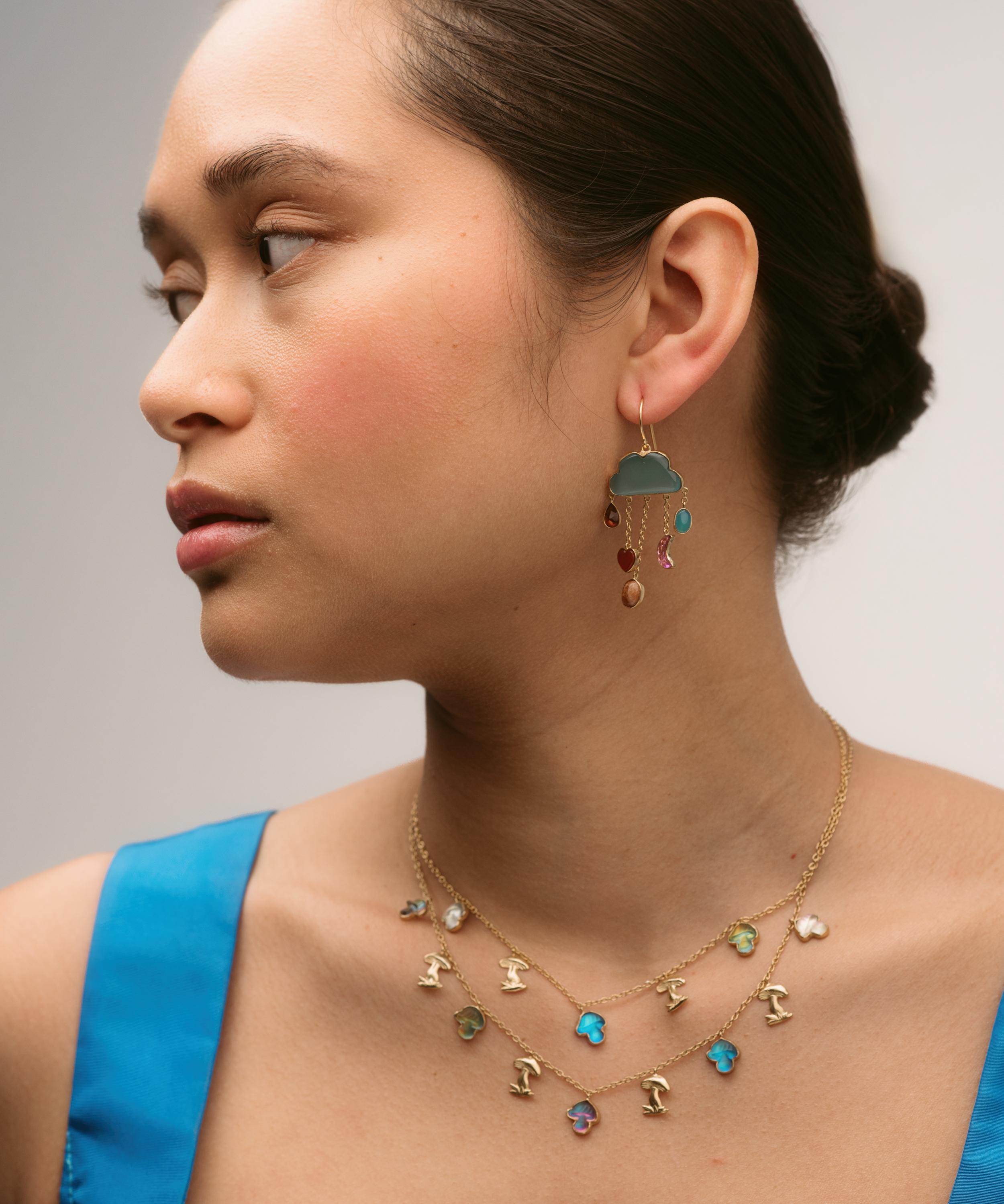 Grainne Morton - 18ct Gold-Plated Five Mushroom Charm Necklace image number 1