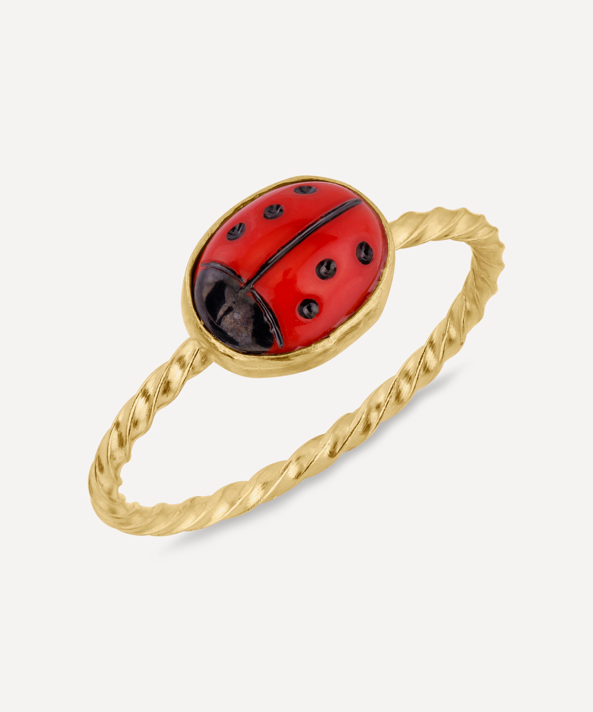 Grainne Morton - 18ct Gold-Plated Ladybird Ring image number 0