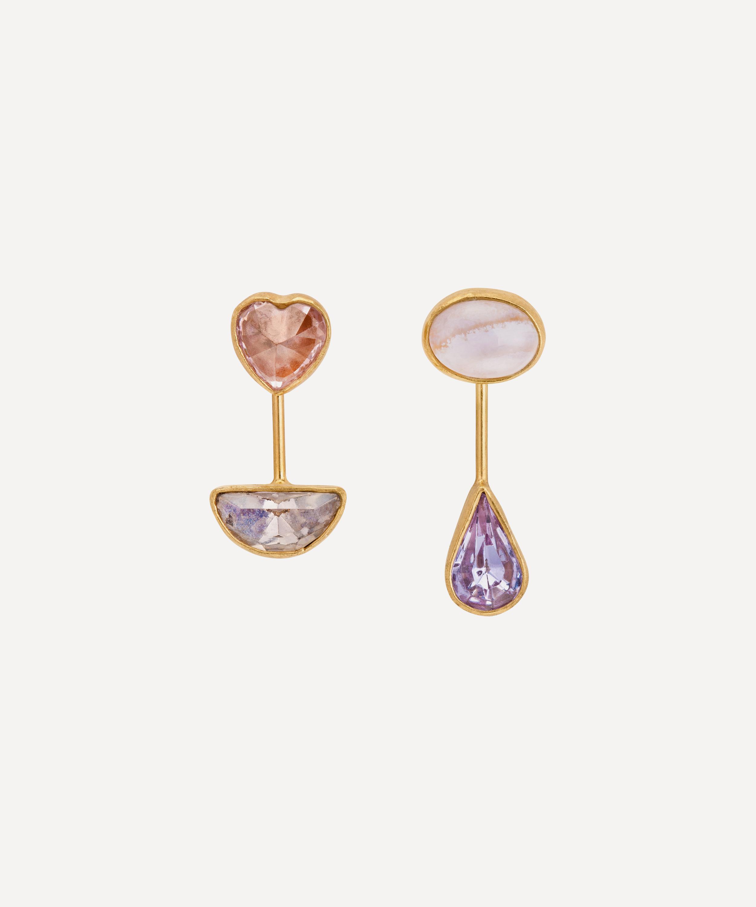 Grainne Morton - 18ct Gold-Plated Detachable Blue Lace Agate Drop Earrings