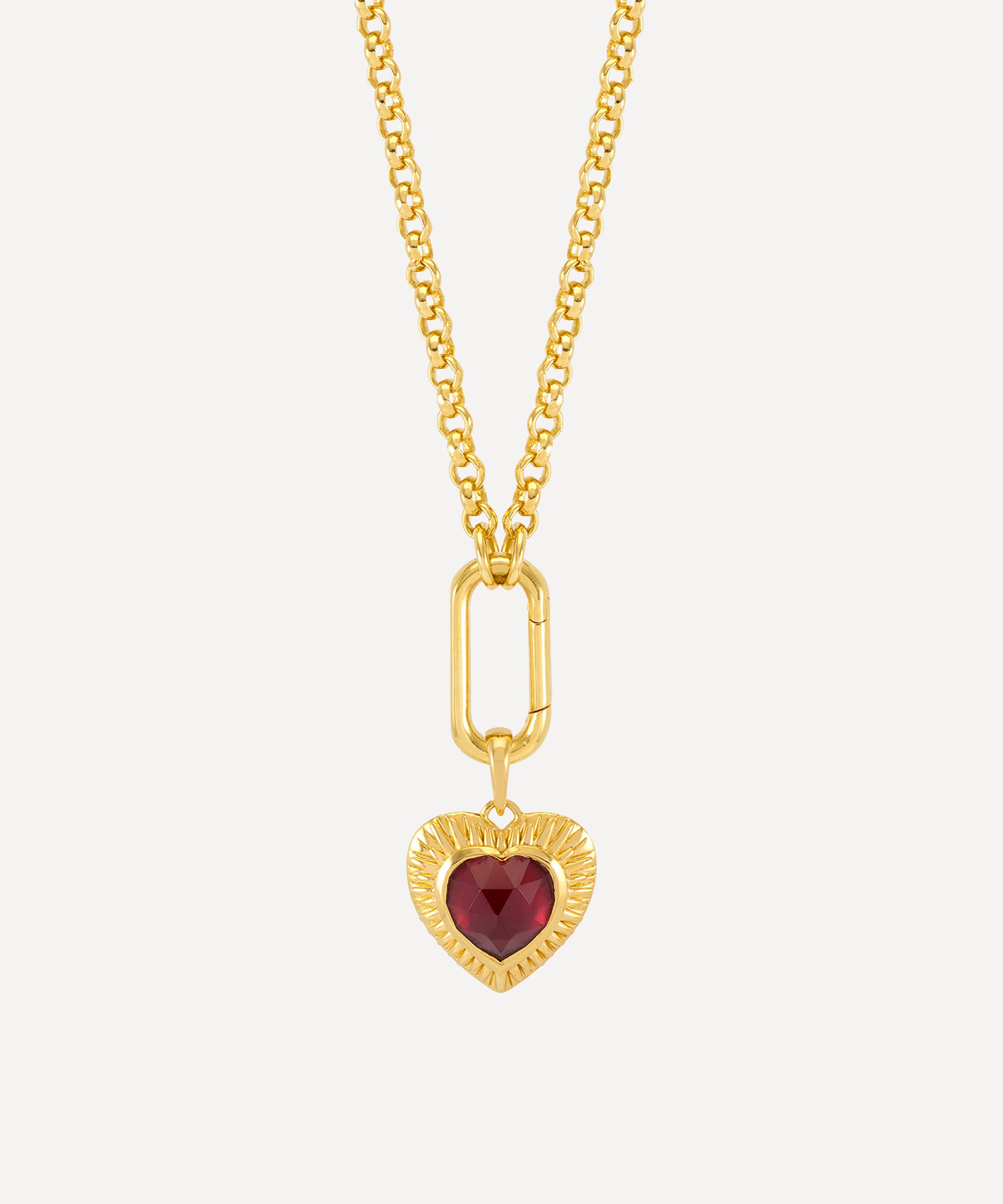 Rachel Jackson - 22ct Gold-Plated Personalised Electric Love Garnet Heart Pendant Necklace image number 0