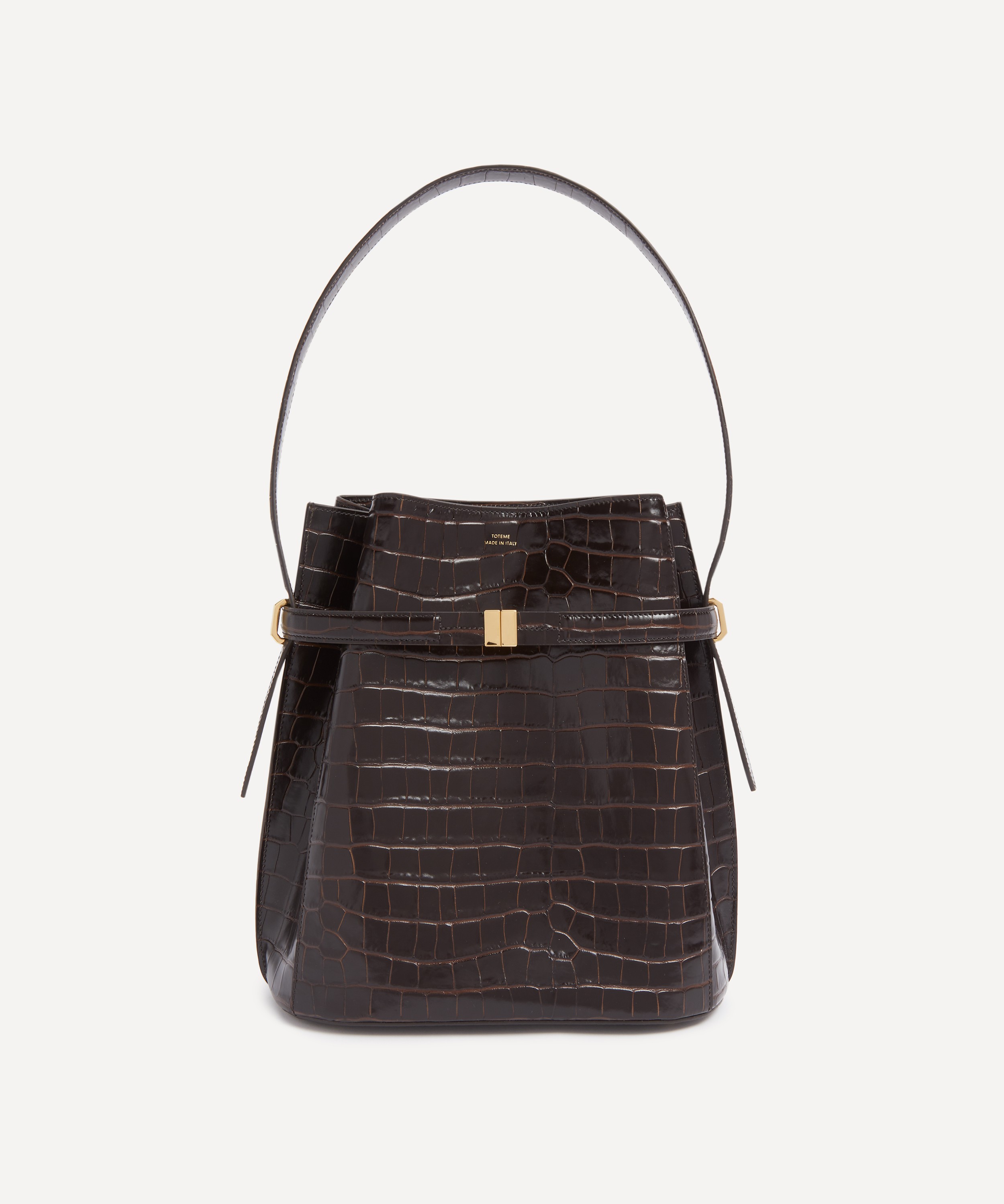 Toteme - Belted Croco-Embossed Bucket Bag image number 0